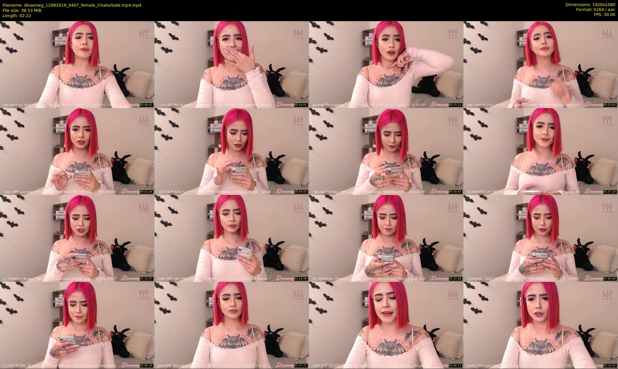 dinaoneg — 3 minute Chaturbate female cam show recording, 1080p, Aug 12, 2019