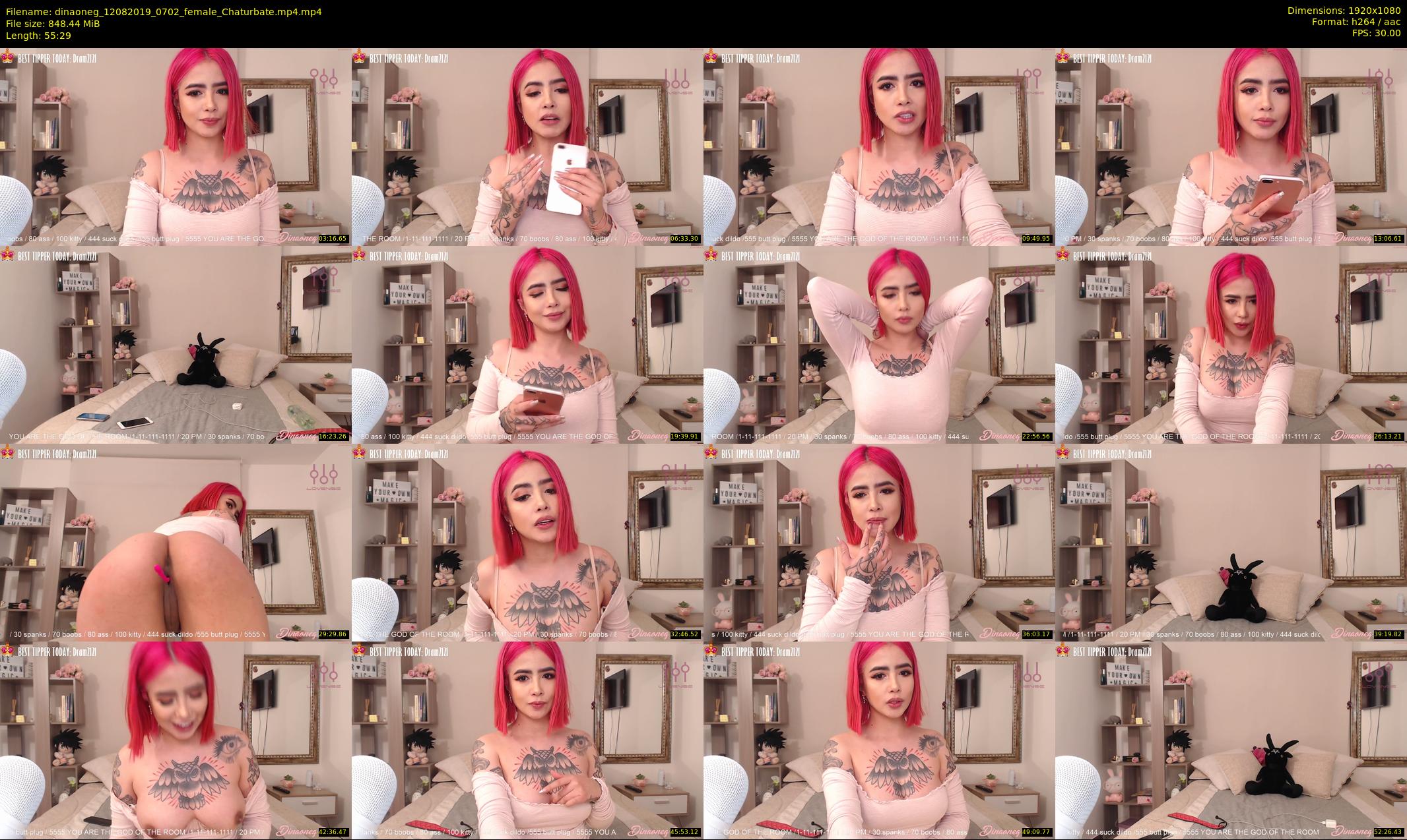 dinaoneg — 56 minute Chaturbate female cam show recording, 1080p, Aug 12, 2019