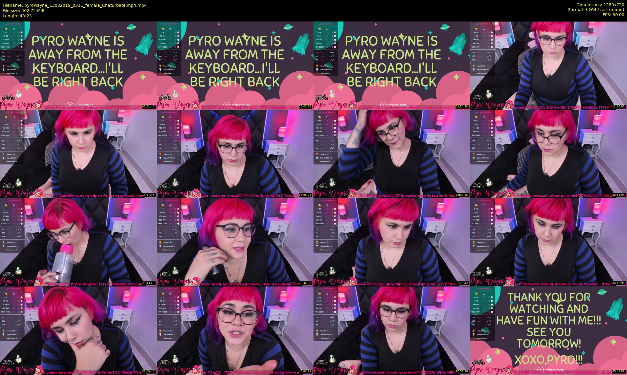 pyrowayne — 49 minute Chaturbate female cam show recording, 720p, Aug 13, 2019