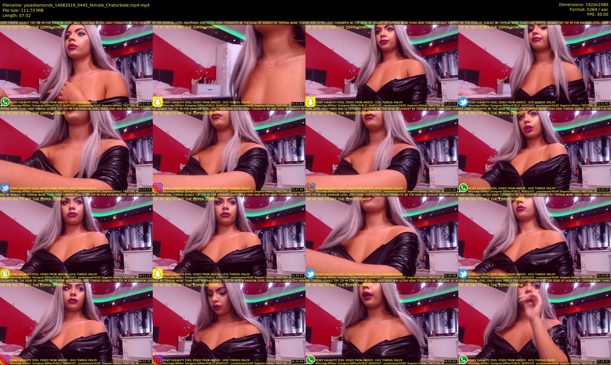 yssadiamonds — 8 minute Chaturbate female cam show recording, 1080p, Aug 14, 2019