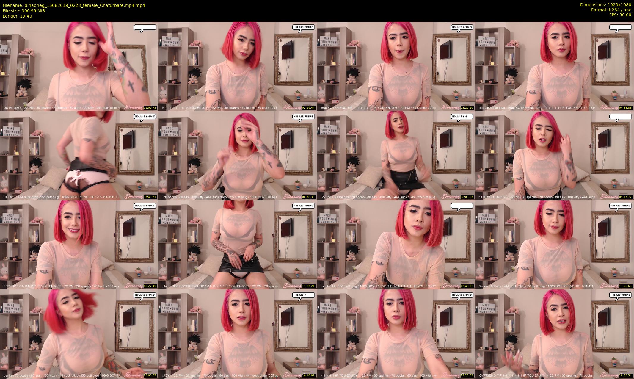 dinaoneg — 20 minute Chaturbate female cam show recording, 1080p, Aug 15, 2019