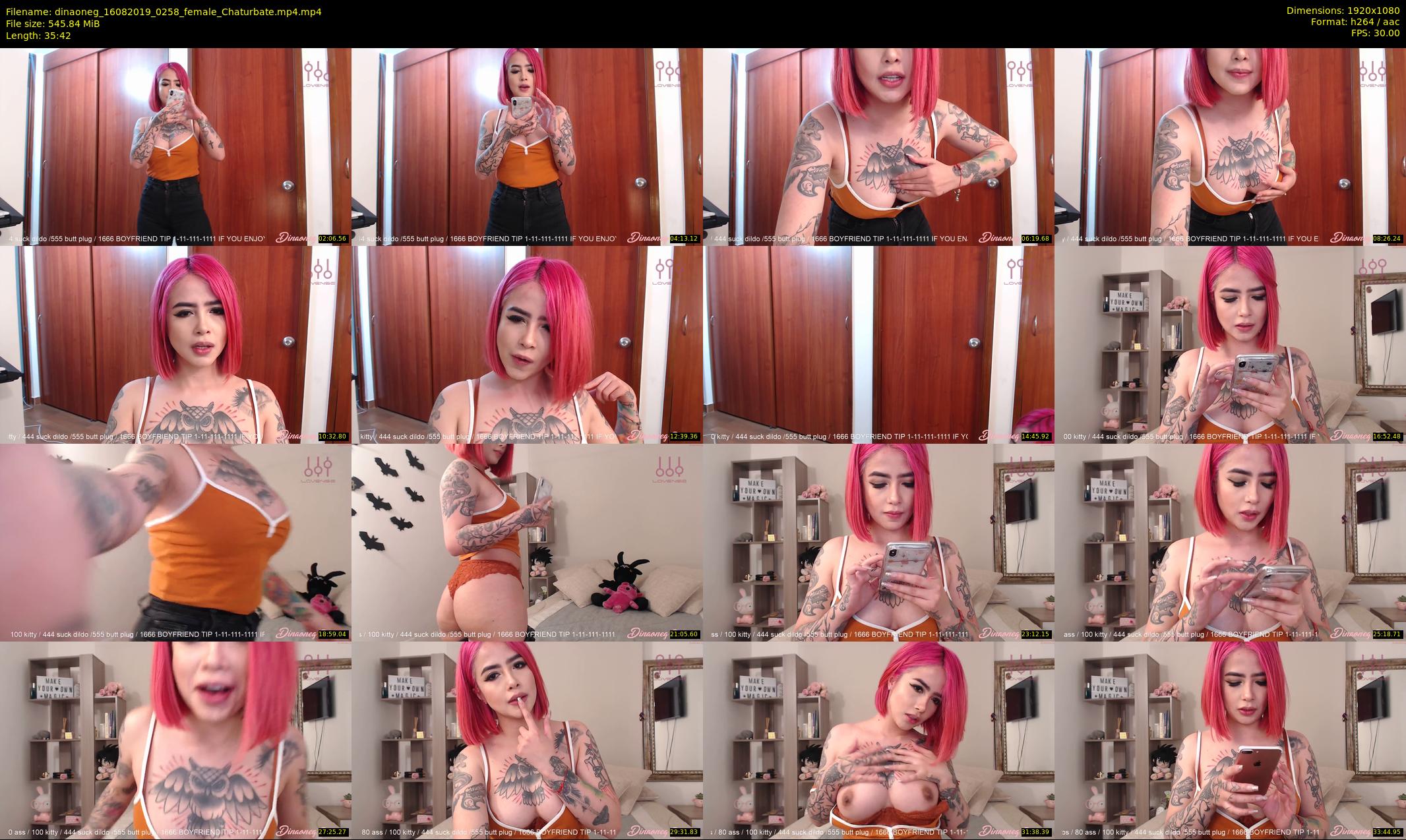 dinaoneg — 36 minute Chaturbate female cam show recording, 1080p, Aug 16, 2019