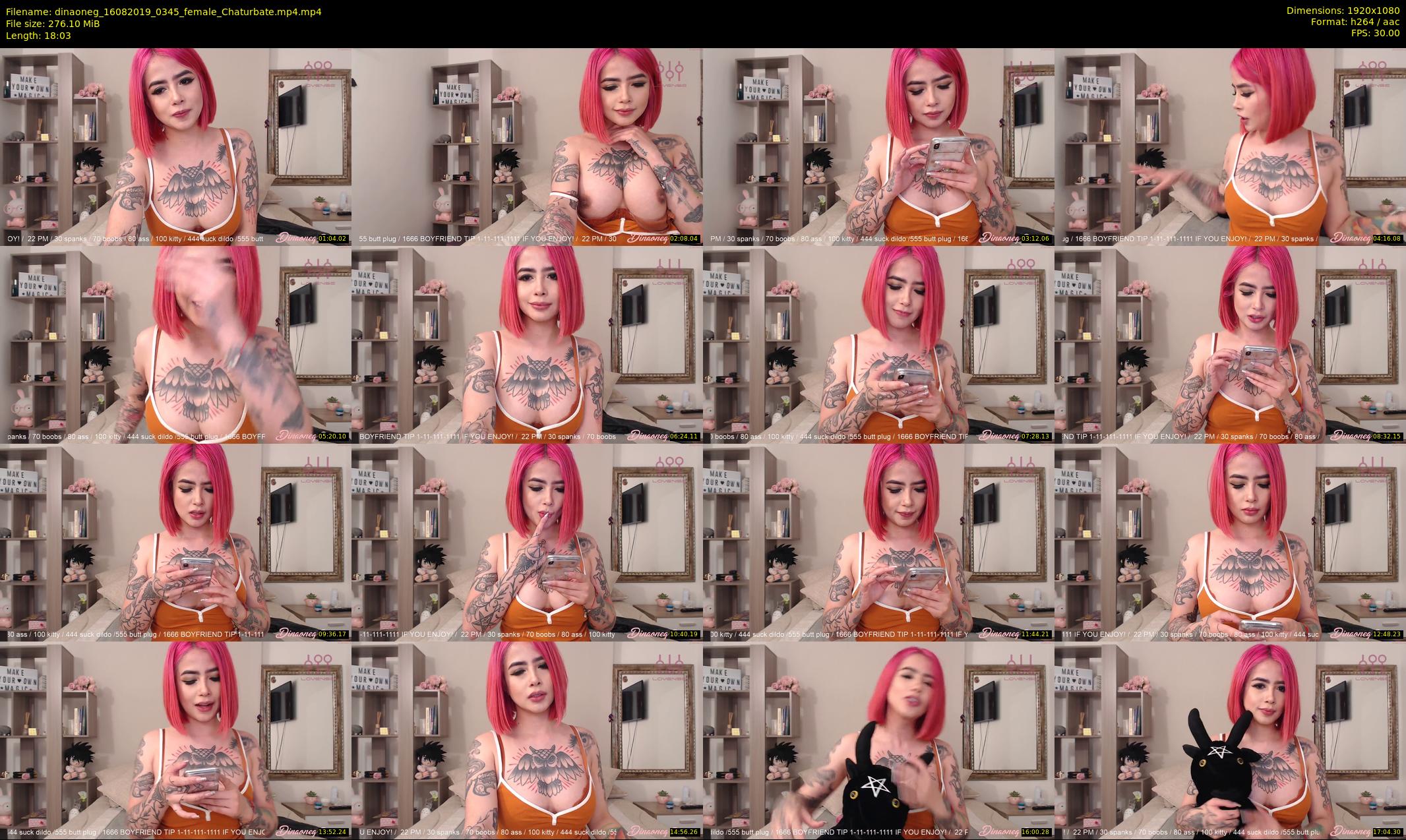 dinaoneg — 19 minute Chaturbate female cam show recording, 1080p, Aug 16, 2019