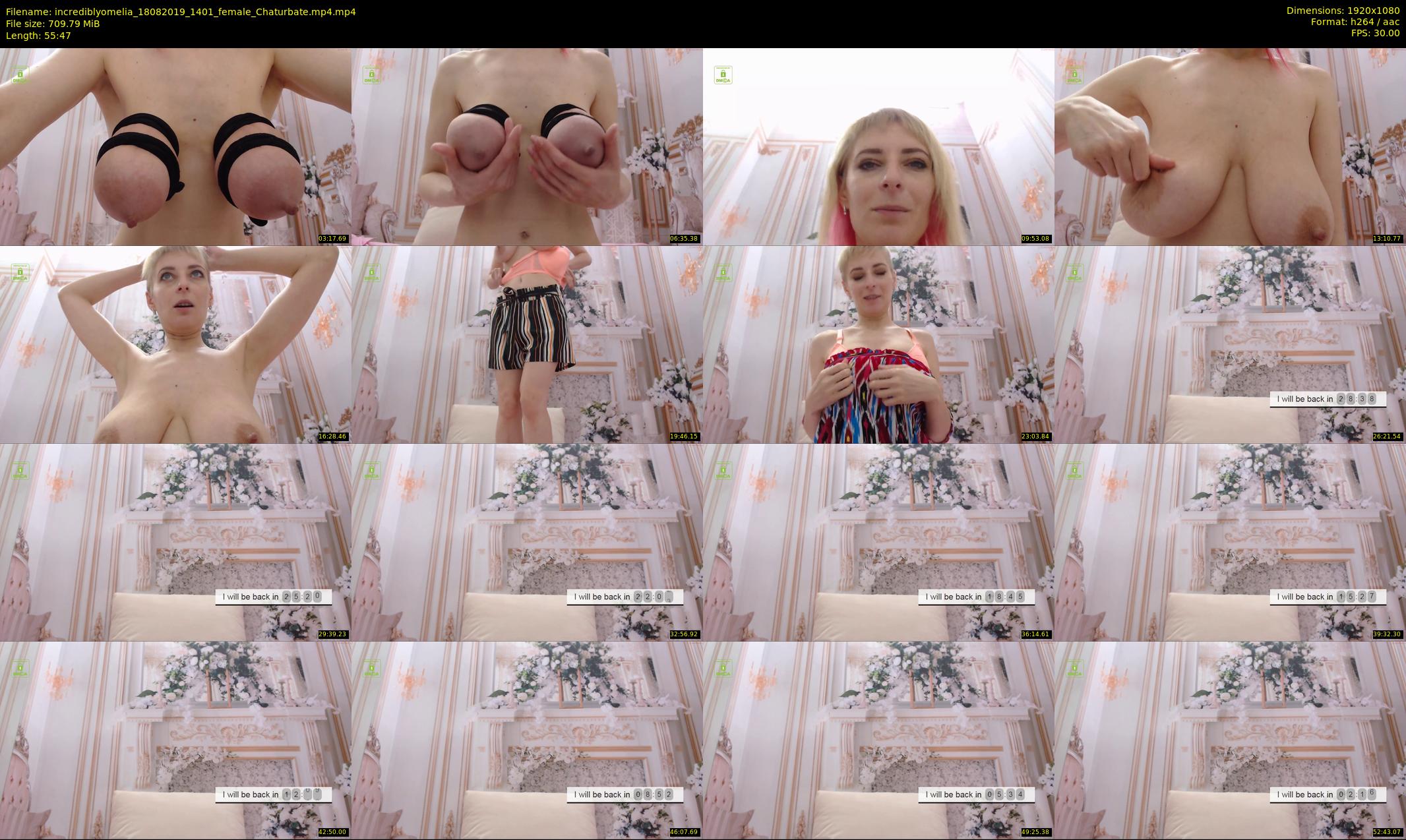 incrediblyomelia — 56 minute Chaturbate female cam show recording, 1080p, Aug 18, 2019