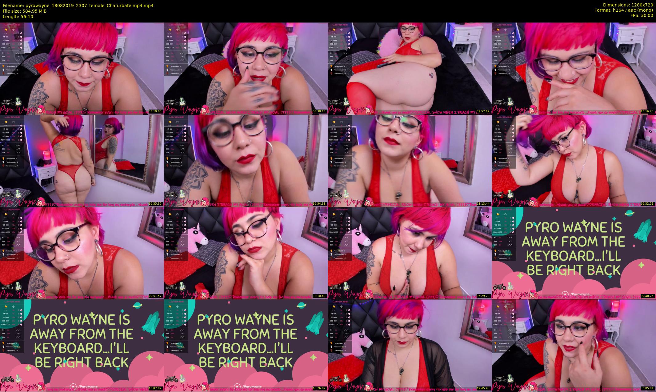 pyrowayne — 57 minute Chaturbate female cam show recording, 720p, Aug 18, 2019