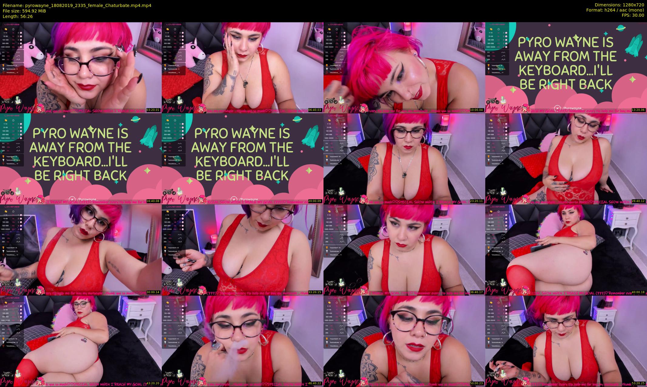 pyrowayne — 57 minute Chaturbate female cam show recording, 720p, Aug 18, 2019