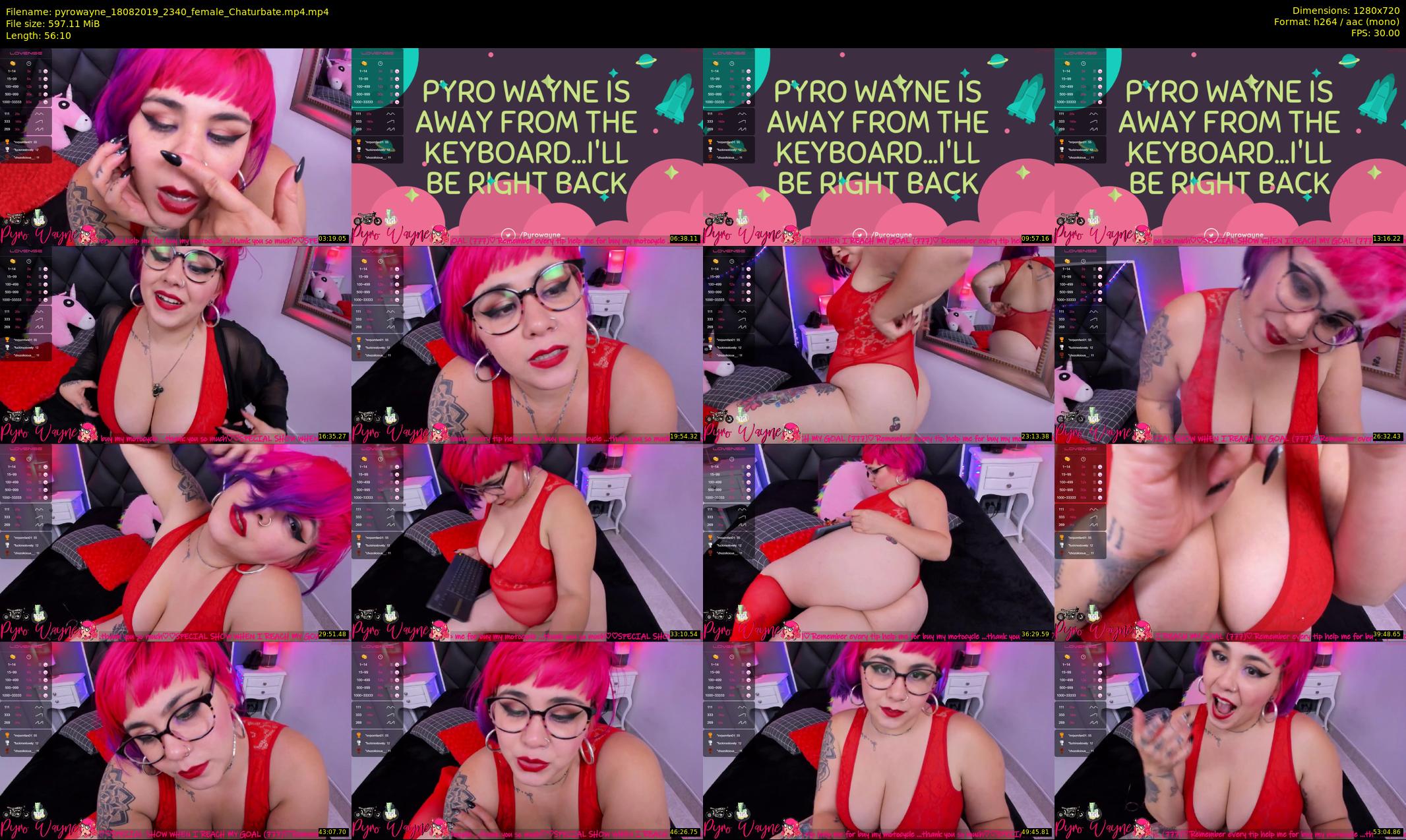 pyrowayne — 57 minute Chaturbate female cam show recording, 720p, Aug 18, 2019