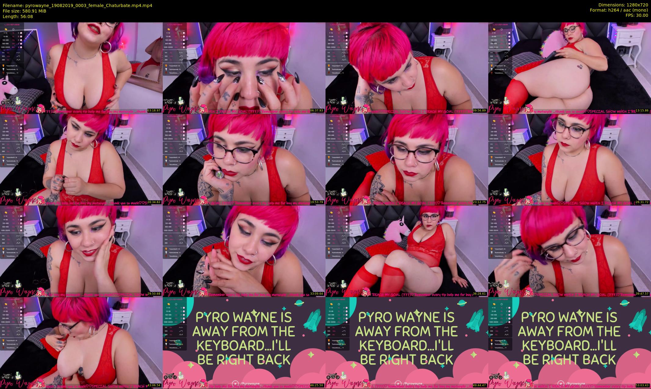 pyrowayne — 57 minute Chaturbate female cam show recording, 720p, Aug 19, 2019