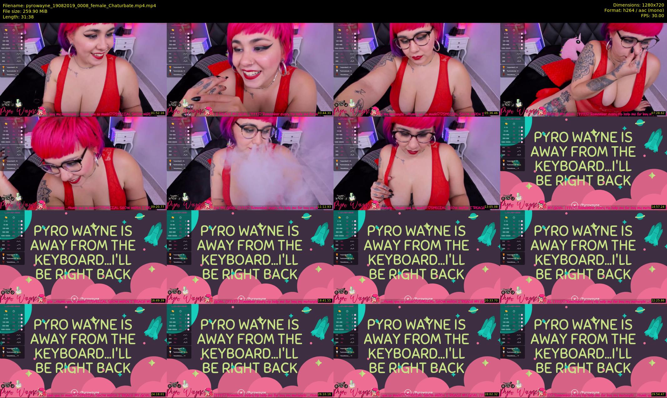 pyrowayne — 32 minute Chaturbate female cam show recording, 720p, Aug 19, 2019