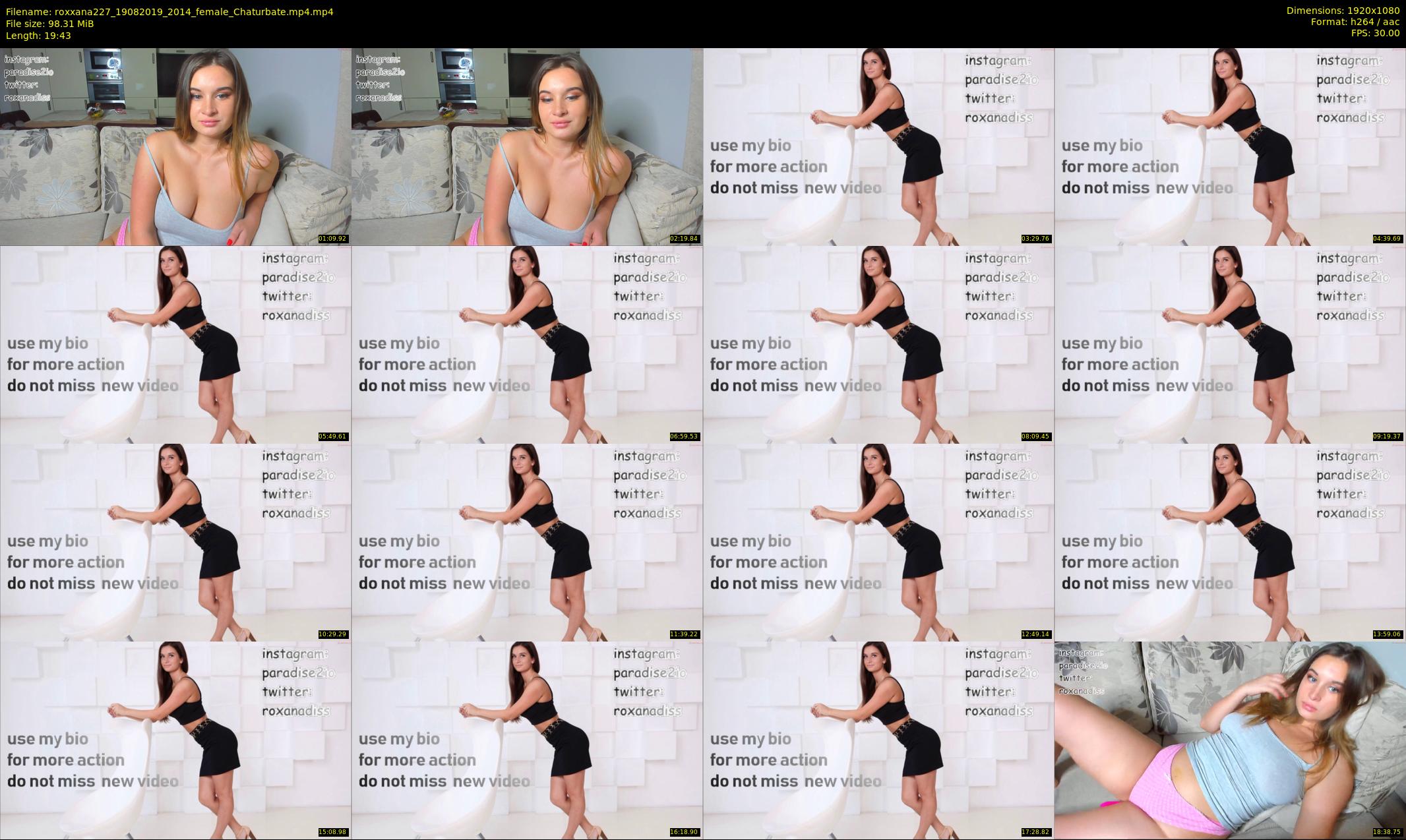 roxxana227 — 20 minute Chaturbate female cam show recording, 1080p, Aug 19, 2019