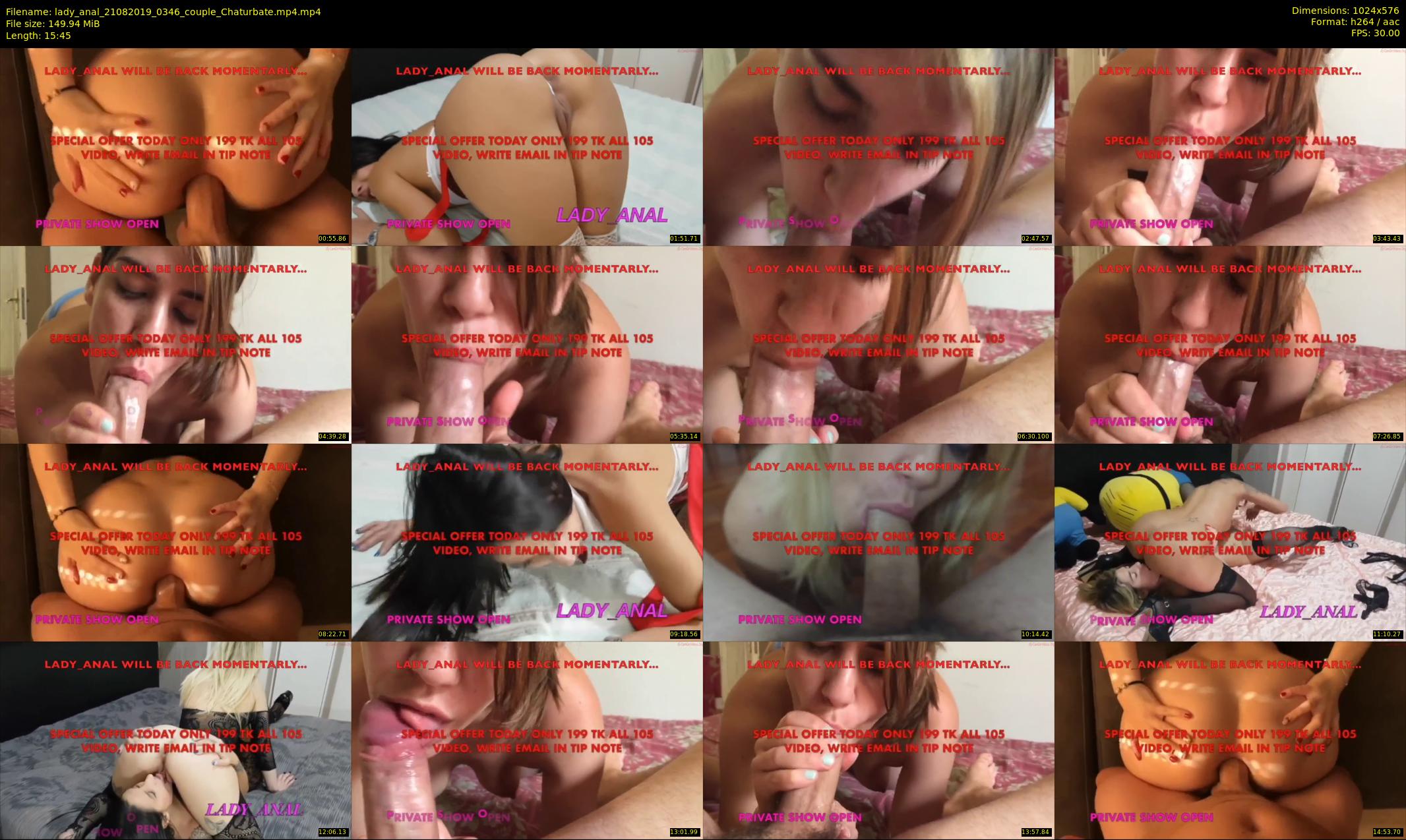 lady_anal — 16 minute Chaturbate female cam show recording, 480p, Aug 21, 2019