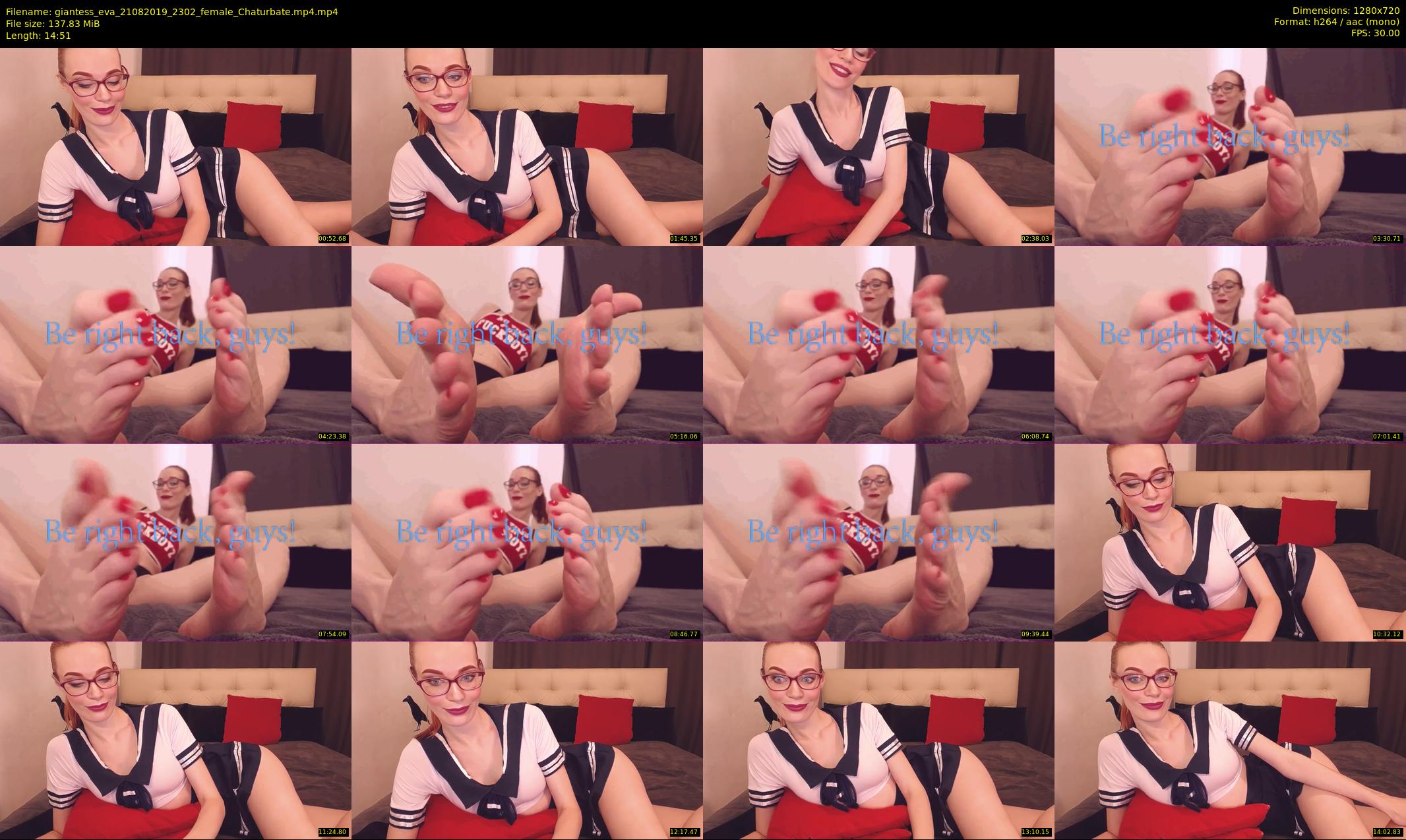 giantess_eva — 15 minute Chaturbate female cam show recording, 720p, Aug 21, 2019