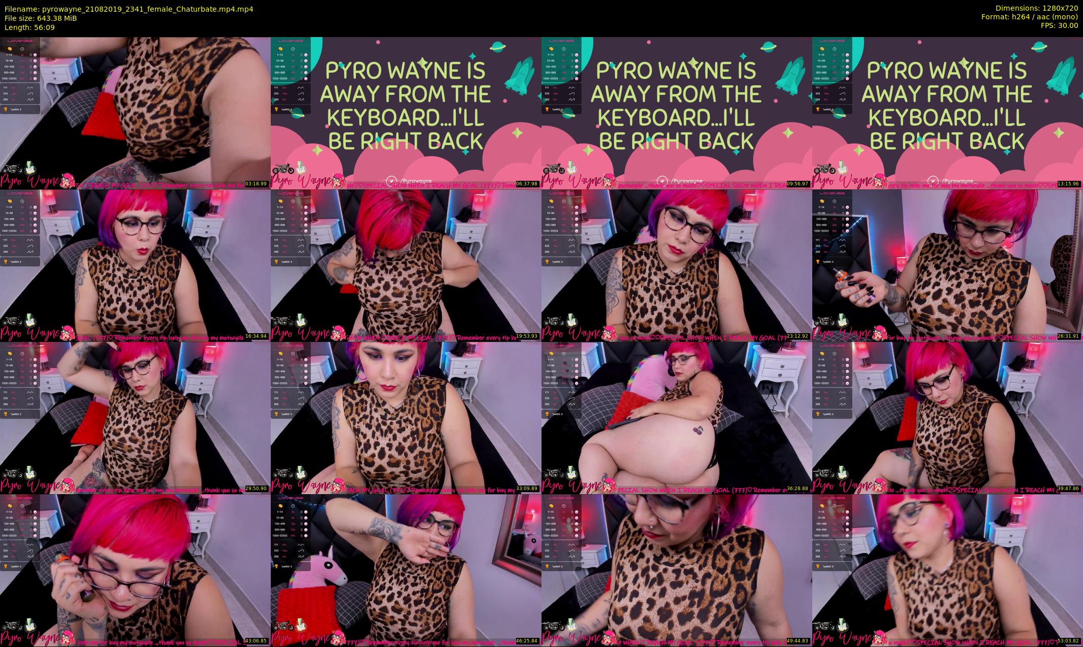 pyrowayne — 57 minute Chaturbate female cam show recording, 720p, Aug 21, 2019