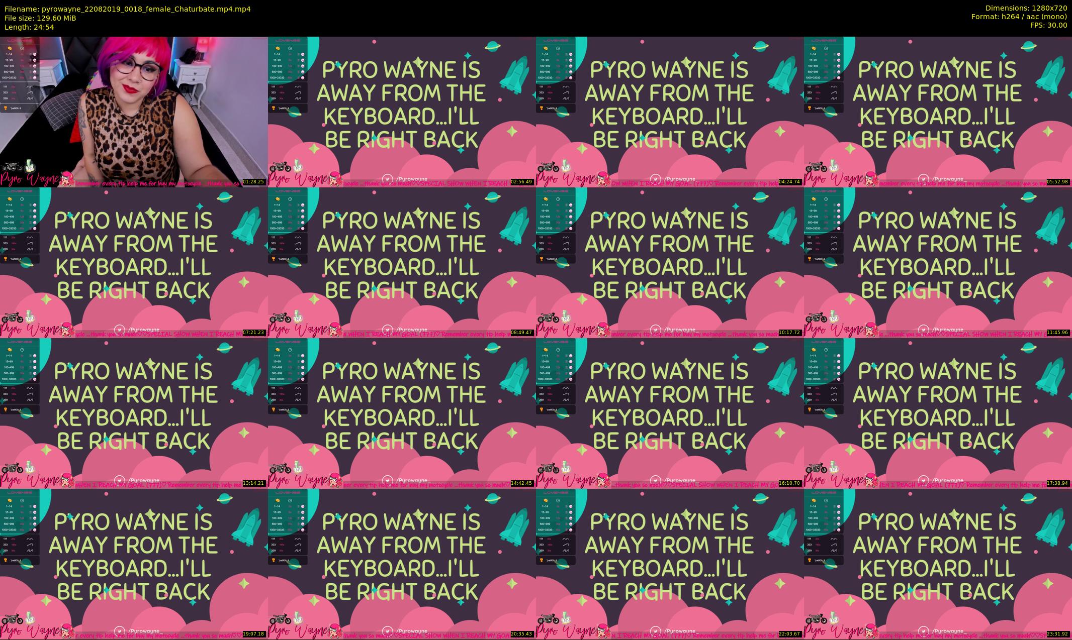 pyrowayne — 25 minute Chaturbate female cam show recording, 720p, Aug 22, 2019