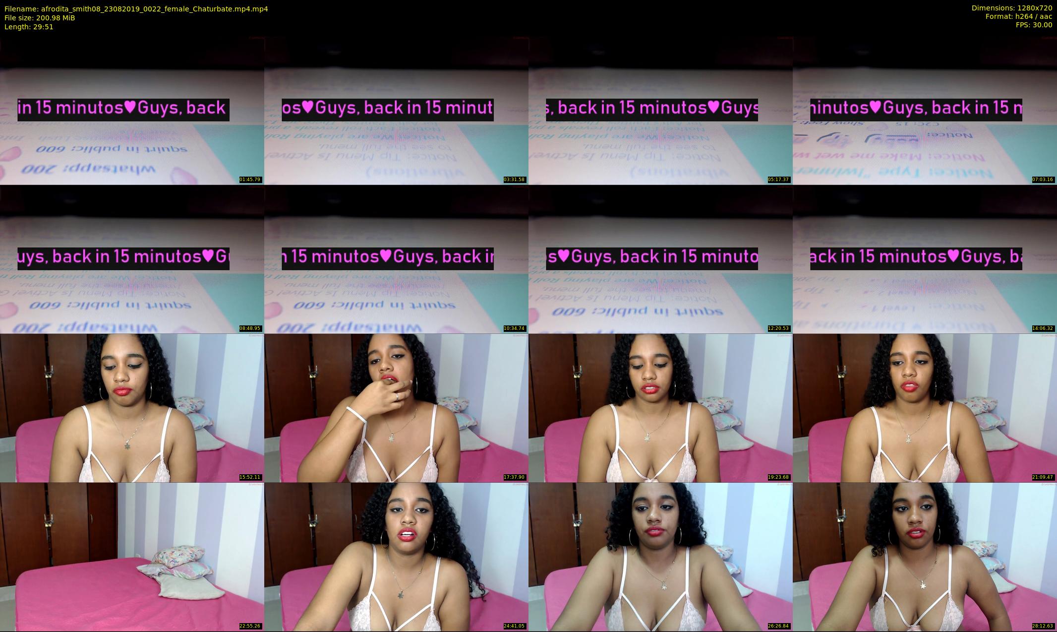 afrodita_smith08 — 30 minute Chaturbate female cam show recording, 720p, Aug 23, 2019