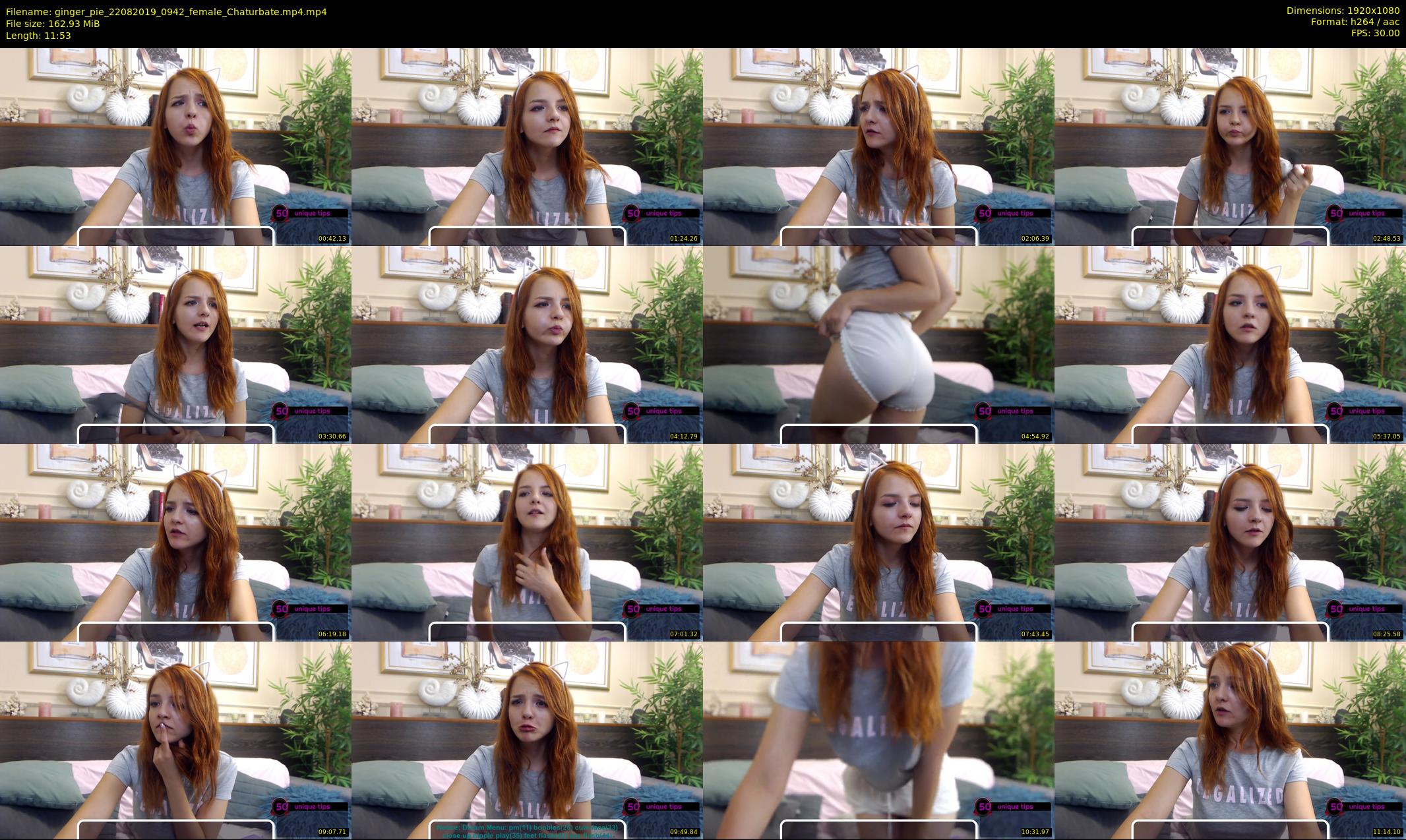 ginger_pie — 12 minute Chaturbate female cam show recording, 1080p, Aug 22, 2019