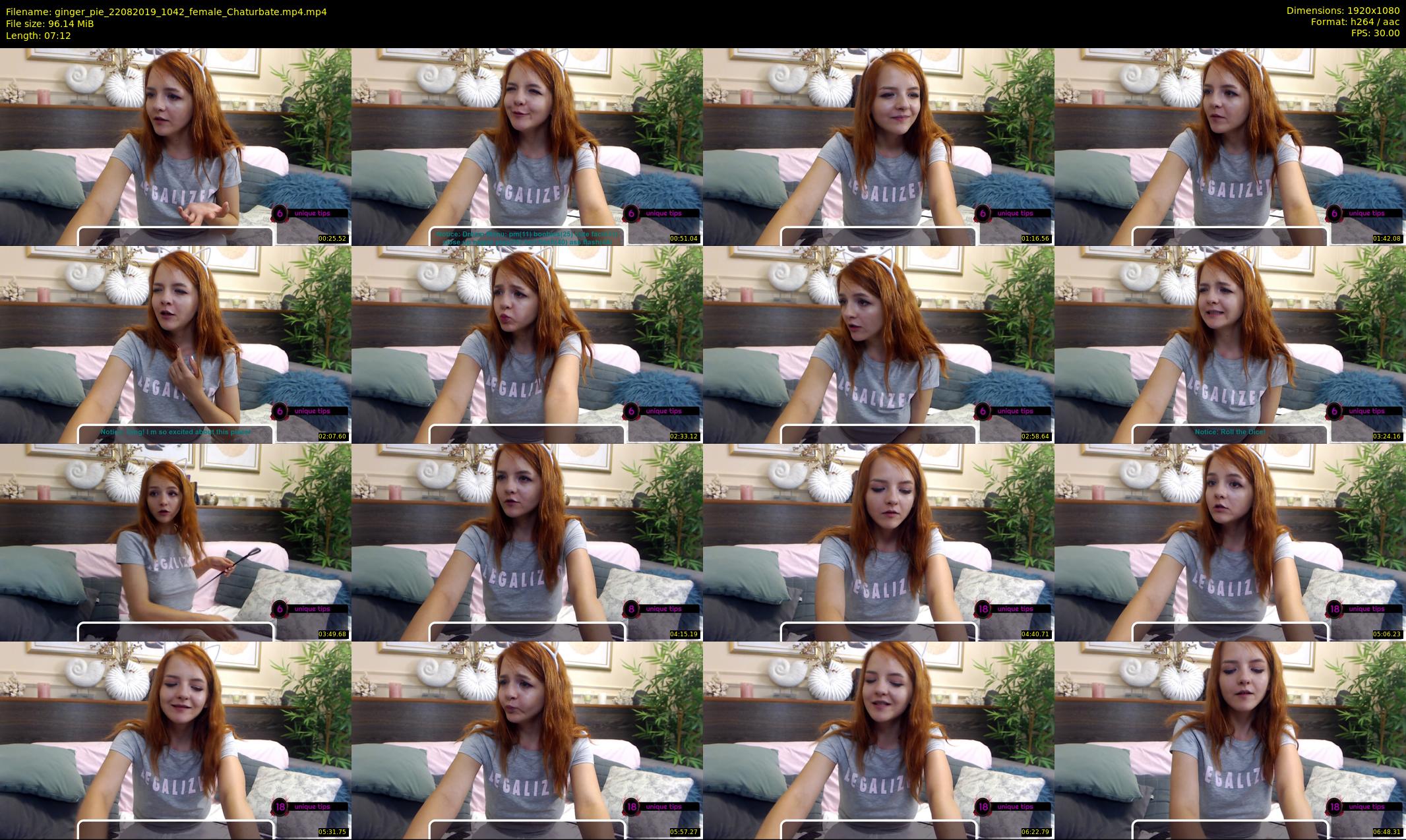 ginger_pie — 8 minute Chaturbate female cam show recording, 1080p, Aug 22, 2019