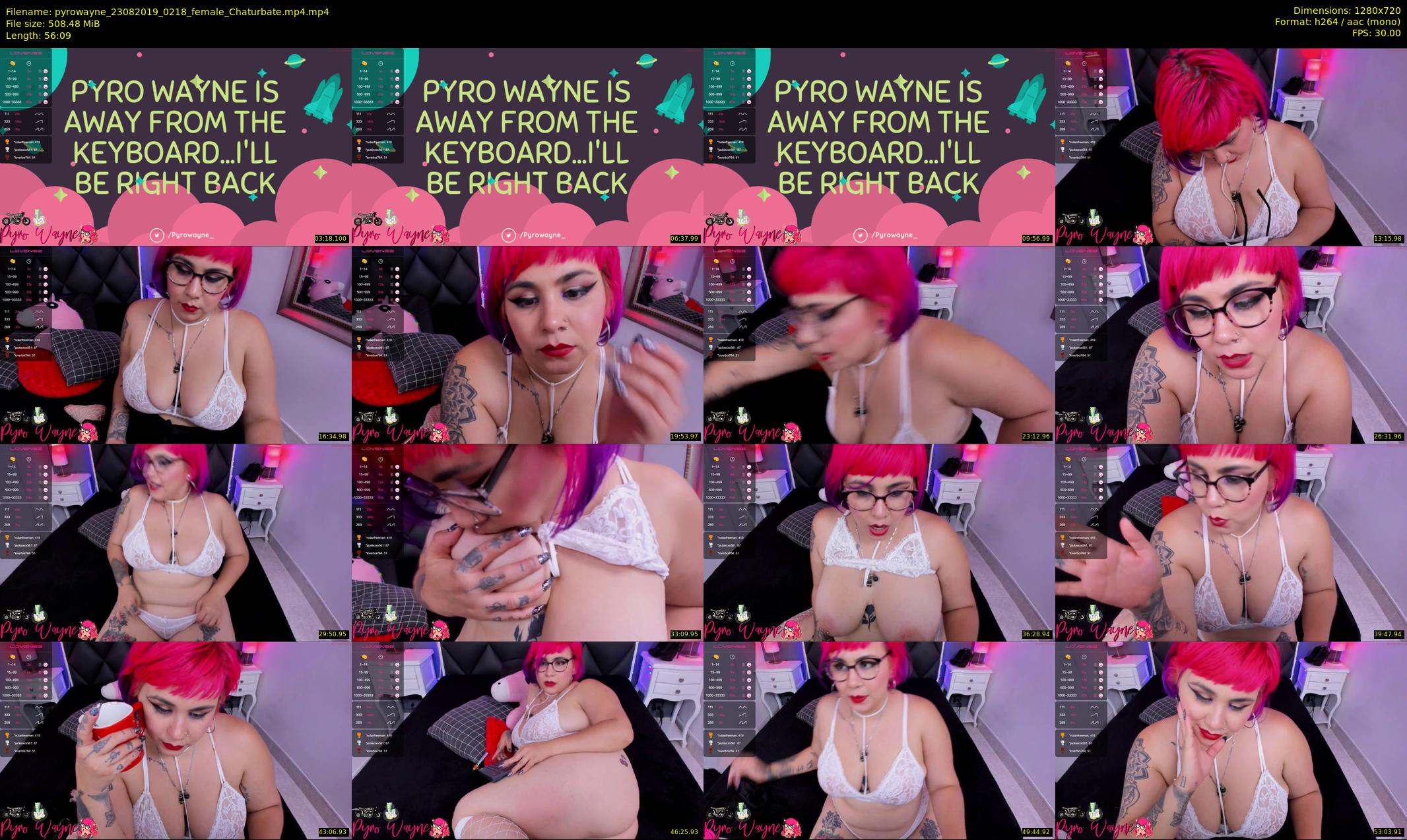 pyrowayne — 57 minute Chaturbate female cam show recording, 720p, Aug 23, 2019