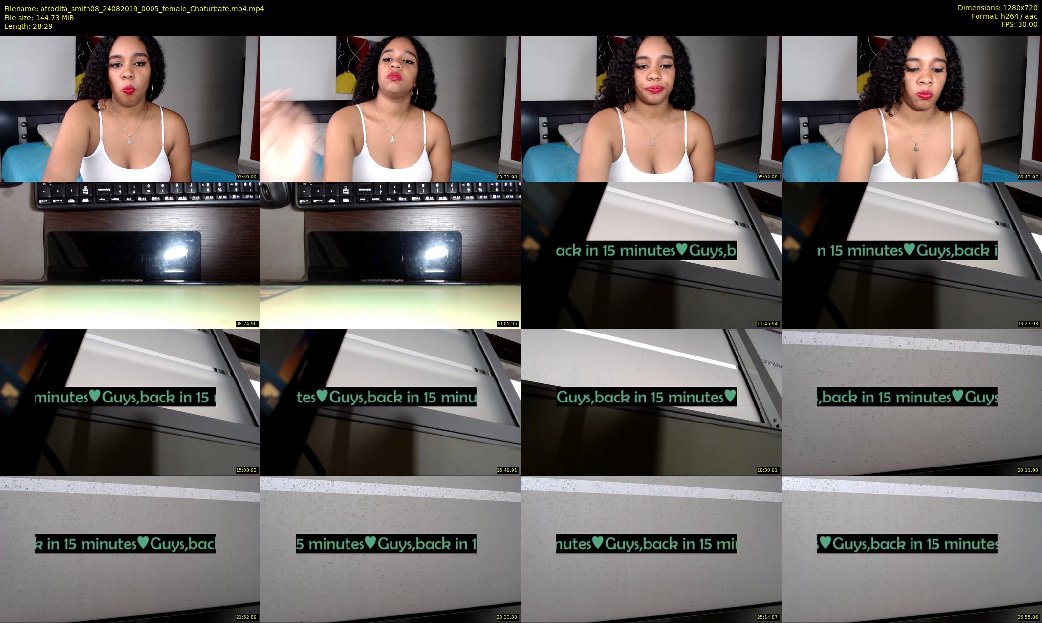 afrodita_smith08 — 29 minute Chaturbate female cam show recording, 720p, Aug 24, 2019