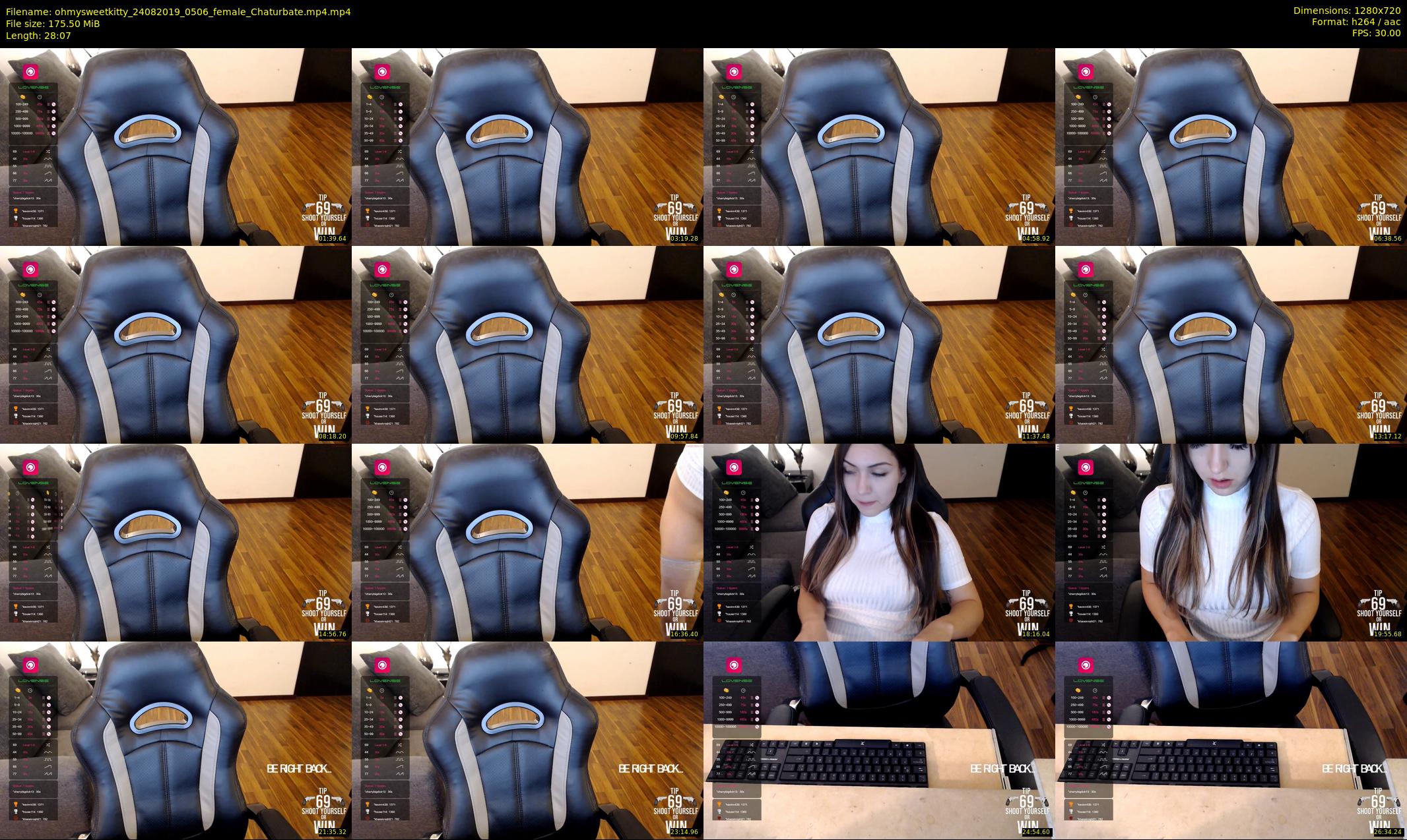 ohmysweetkitty — 29 minute Chaturbate female cam show recording, 720p, Aug 24, 2019