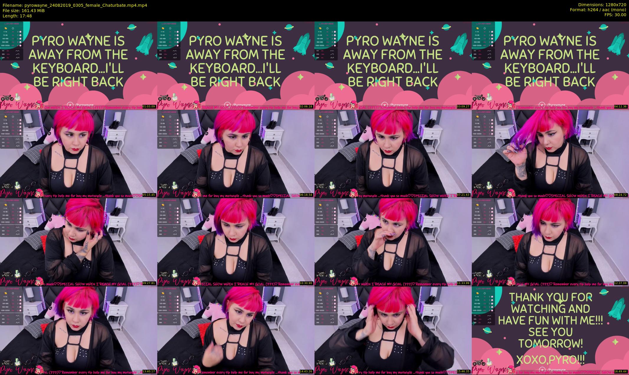 pyrowayne — 18 minute Chaturbate female cam show recording, 720p, Aug 24, 2019