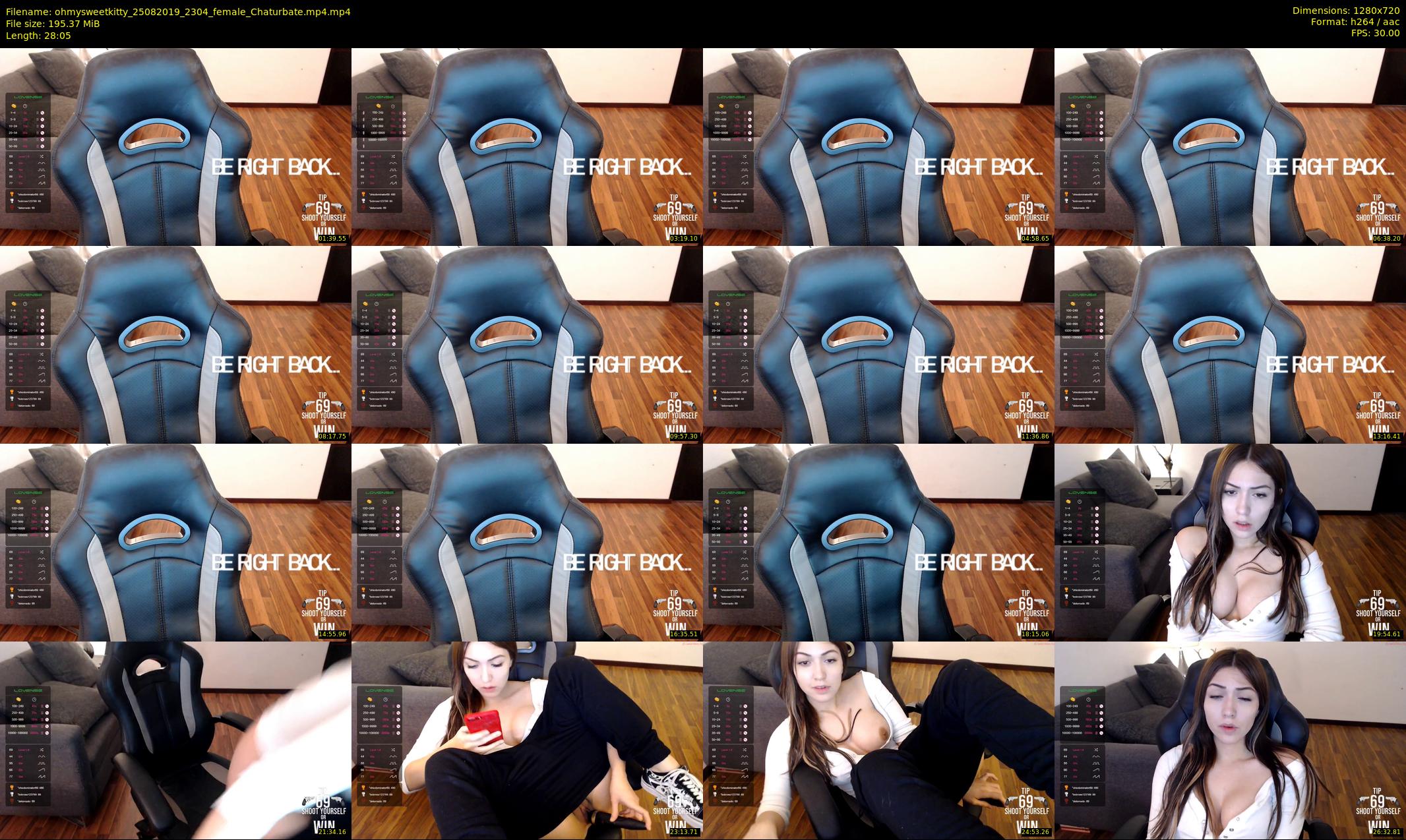 ohmysweetkitty — 29 minute Chaturbate female cam show recording, 720p, Aug 25, 2019