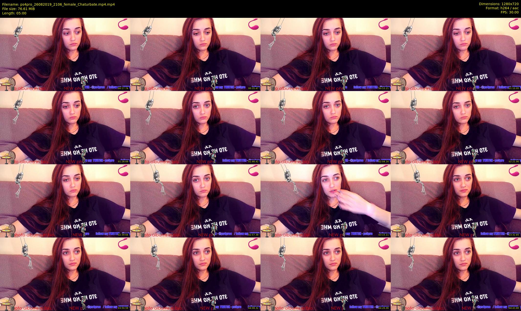 ps4pro — 5 minute Chaturbate female cam show recording, 720p, Aug 26, 2019