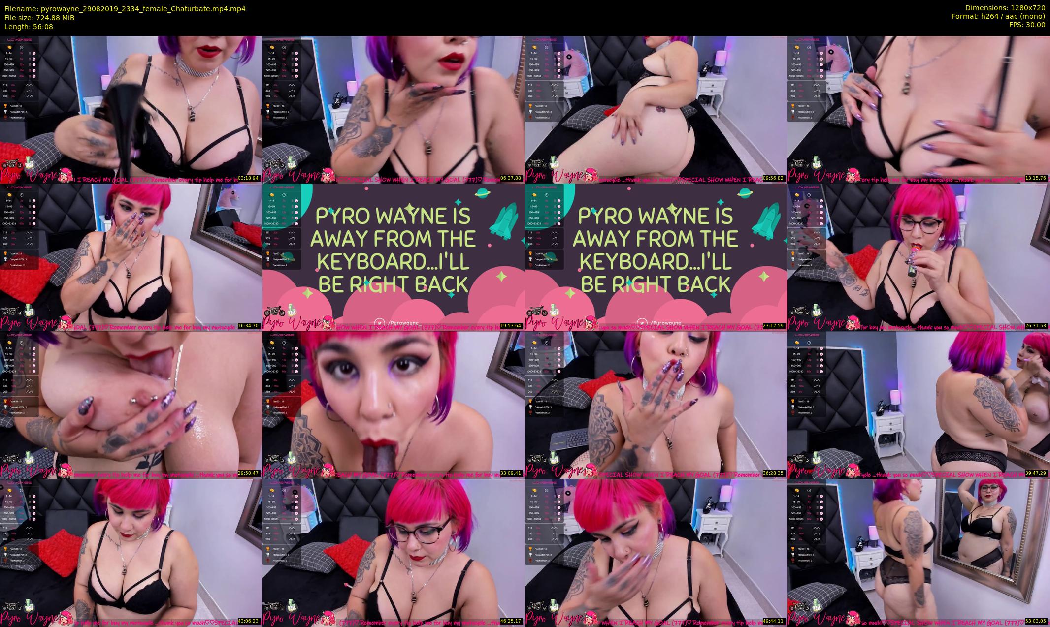 pyrowayne — 57 minute Chaturbate female cam show recording, 720p, Aug 29, 2019