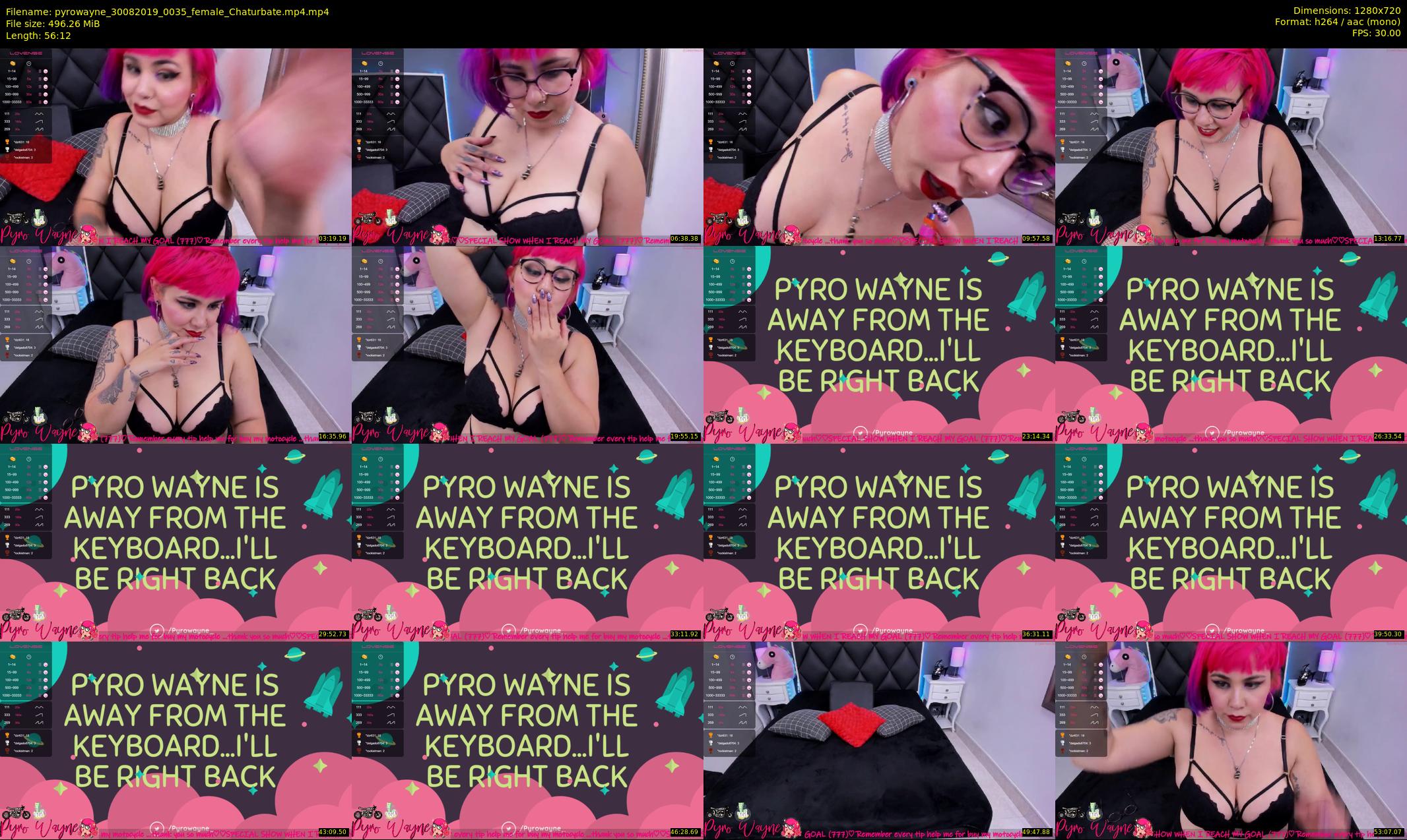 pyrowayne — 57 minute Chaturbate female cam show recording, 720p, Aug 30, 2019