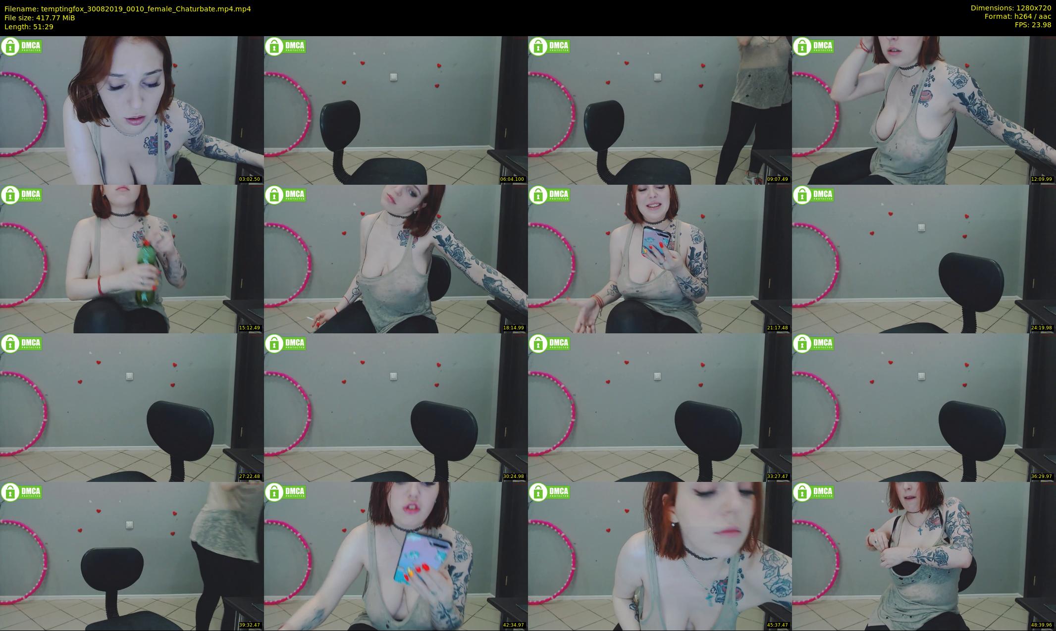 temptingfox — 52 minute Chaturbate female cam show recording, 720p, Aug 30, 2019