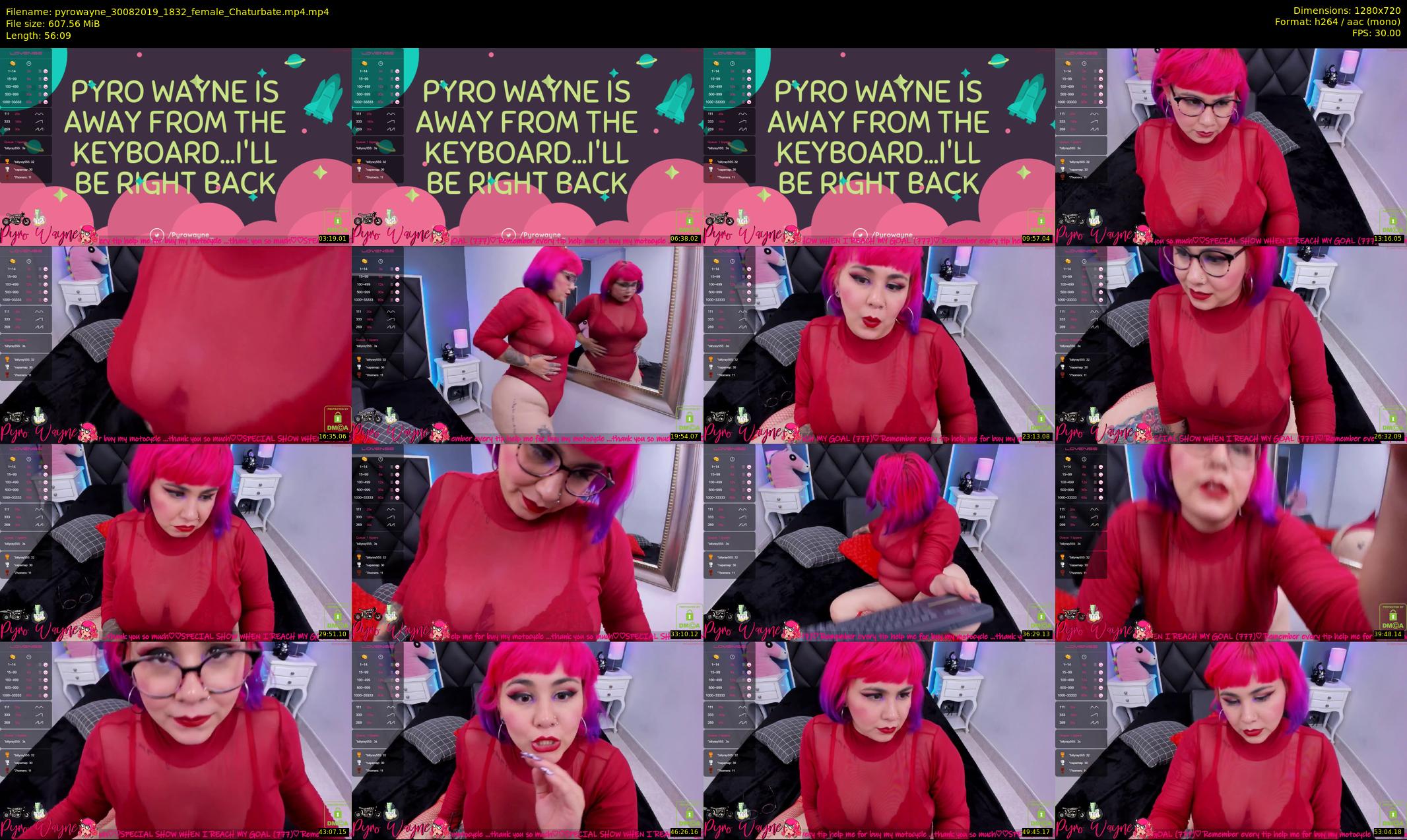 pyrowayne — 57 minute Chaturbate female cam show recording, 720p, Aug 30, 2019