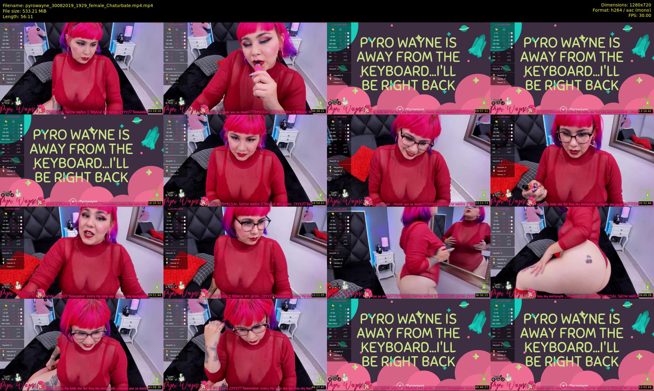 pyrowayne — 57 minute Chaturbate female cam show recording, 720p, Aug 30, 2019