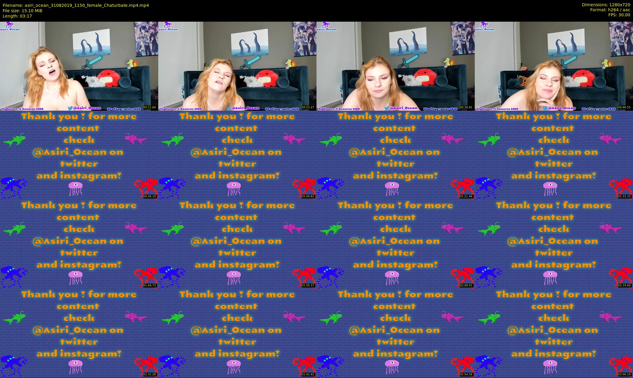 asiri_ocean — 4 minute Chaturbate female cam show recording, 720p, Aug 31, 2019