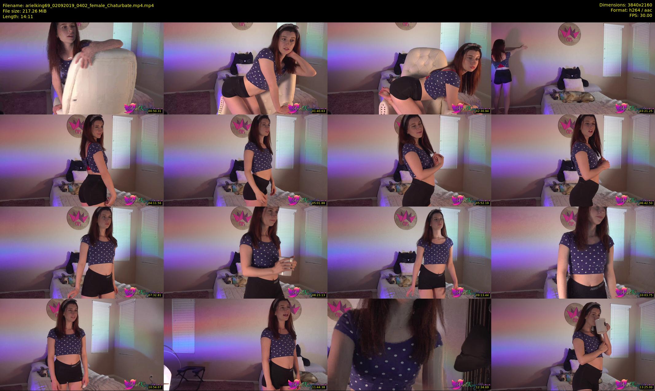 arielking69 — 15 minute Chaturbate female cam show recording, 4K, Sep 2, 2019