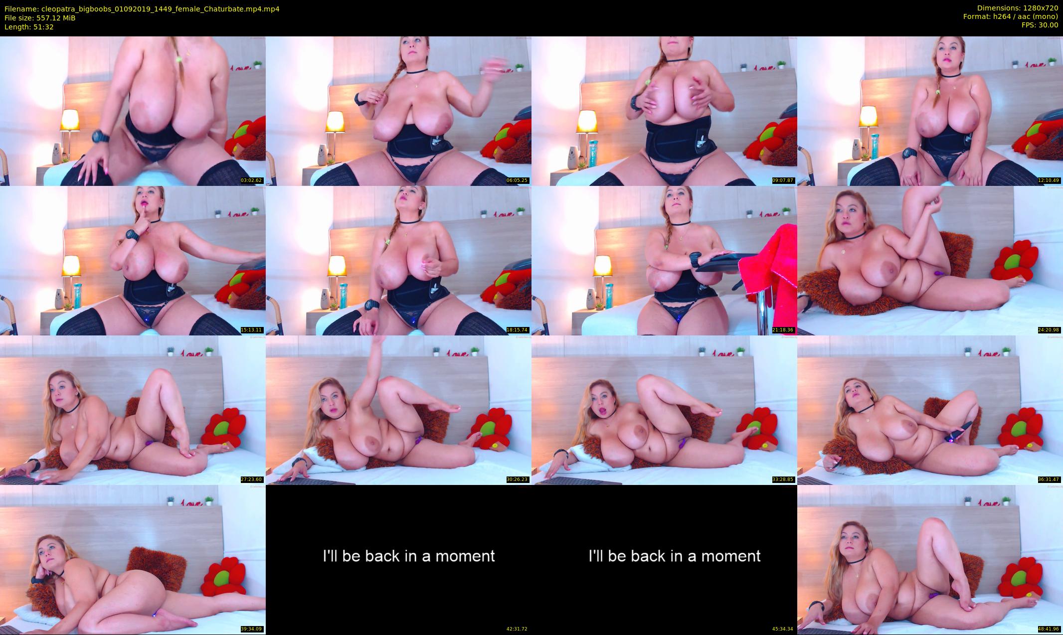 cleopatra_bigboobs — 52 minute Chaturbate female cam show recording, 720p, Sep 1, 2019