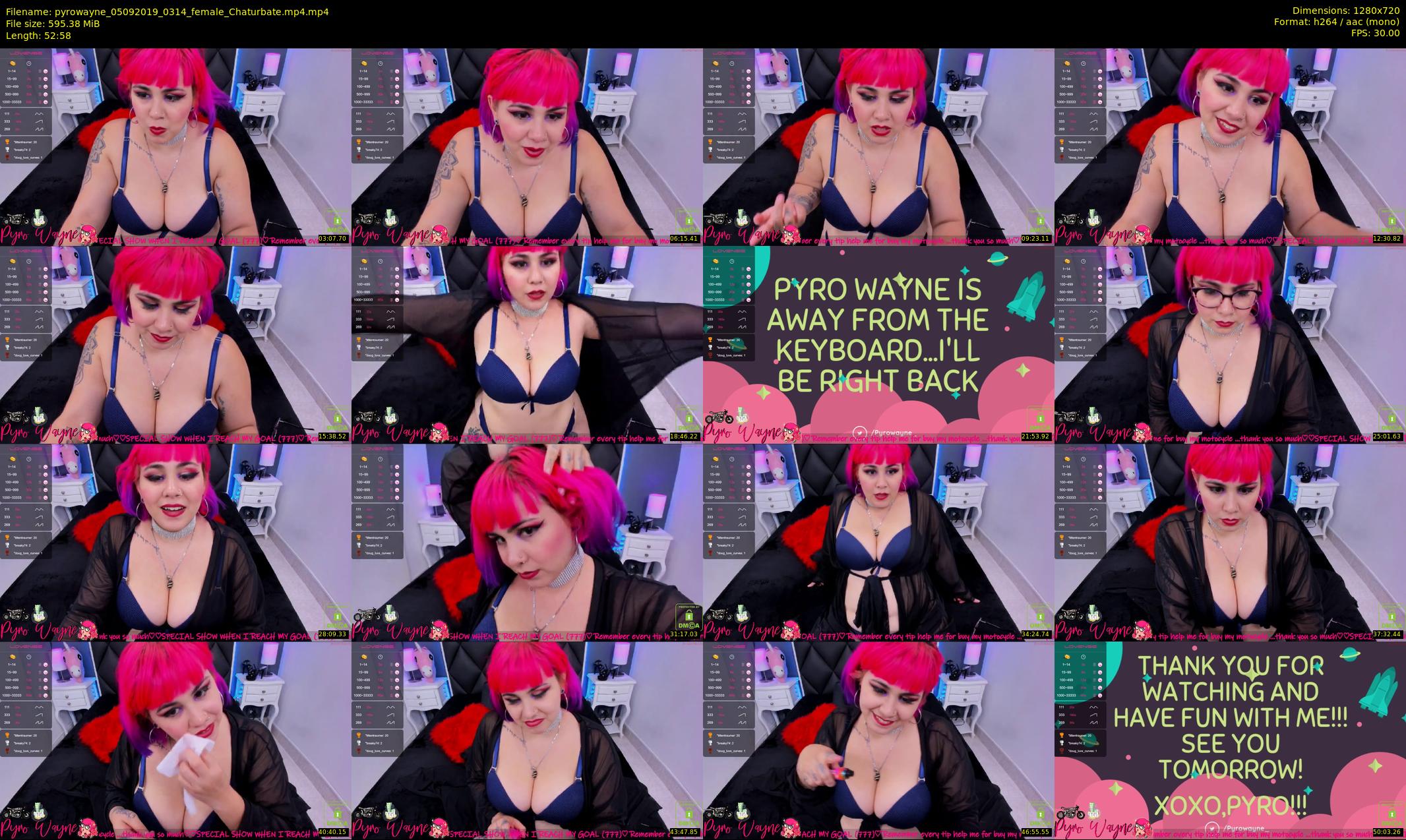 pyrowayne — 53 minute Chaturbate female cam show recording, 720p, Sep 5, 2019