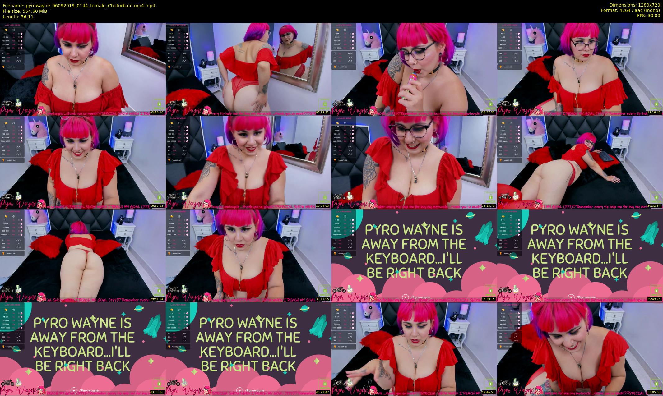 pyrowayne — 57 minute Chaturbate female cam show recording, 720p, Sep 6, 2019