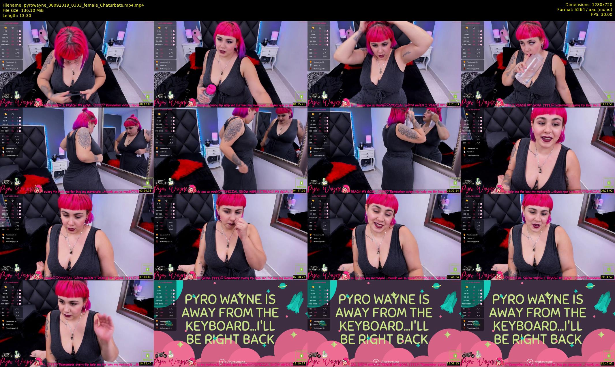 pyrowayne — 14 minute Chaturbate female cam show recording, 720p, Sep 8, 2019