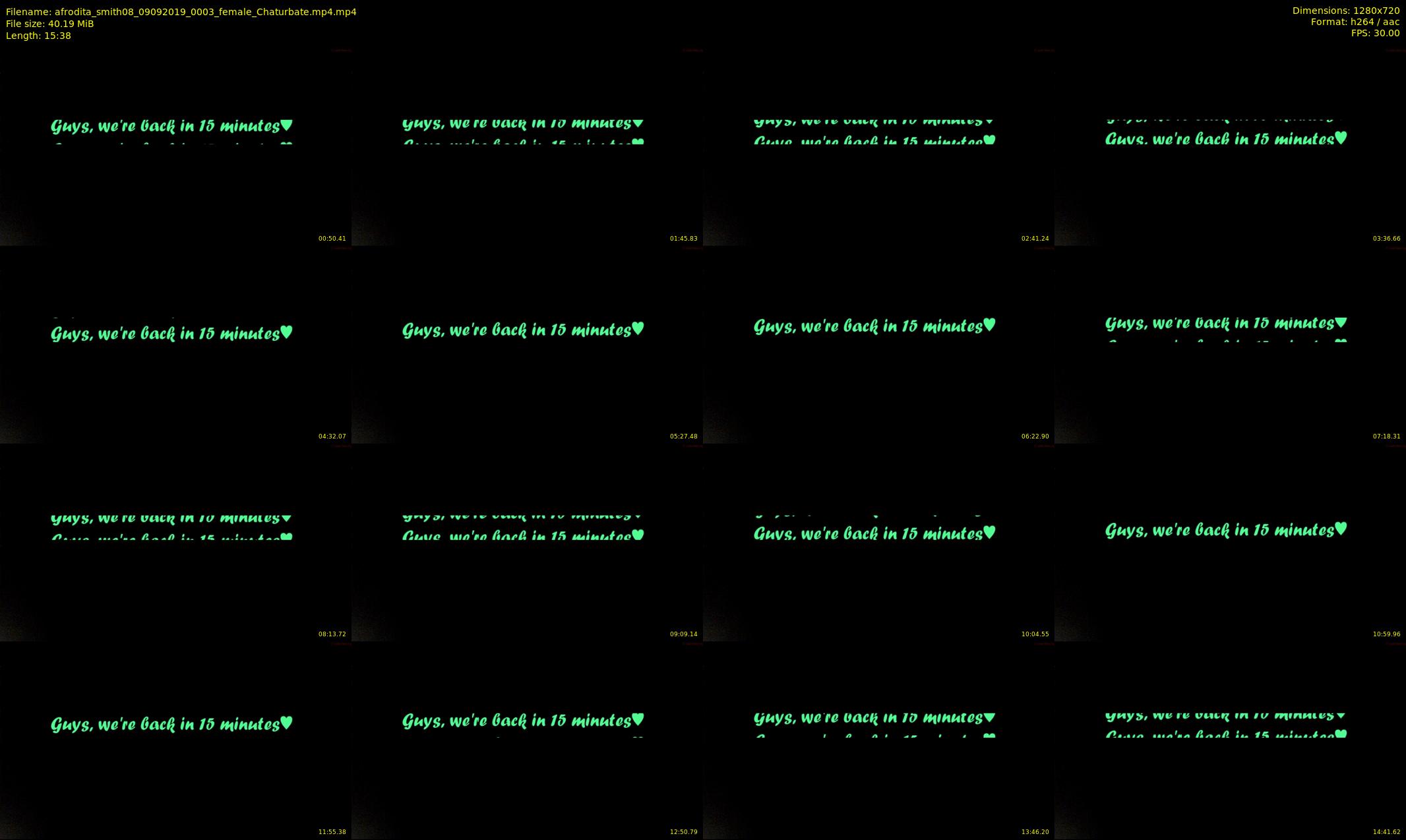 afrodita_smith08 — 16 minute Chaturbate female cam show recording, 720p, Sep 9, 2019
