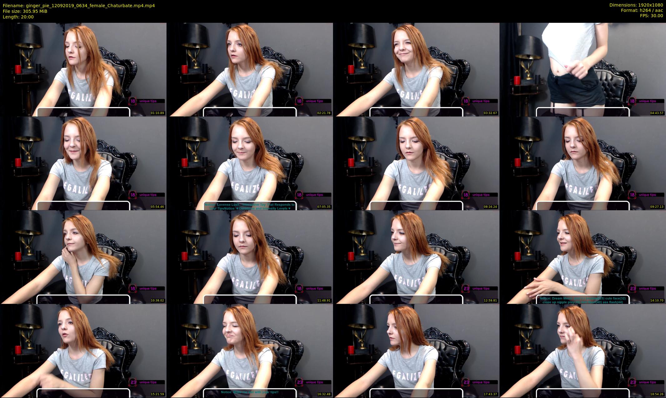 ginger_pie — 20 minute Chaturbate female cam show recording, 1080p, Sep 12, 2019