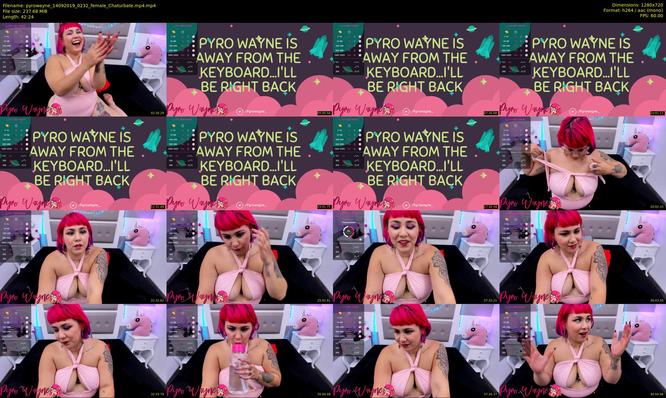 pyrowayne — 43 minute Chaturbate female cam show recording, 720p, Sep 14, 2019