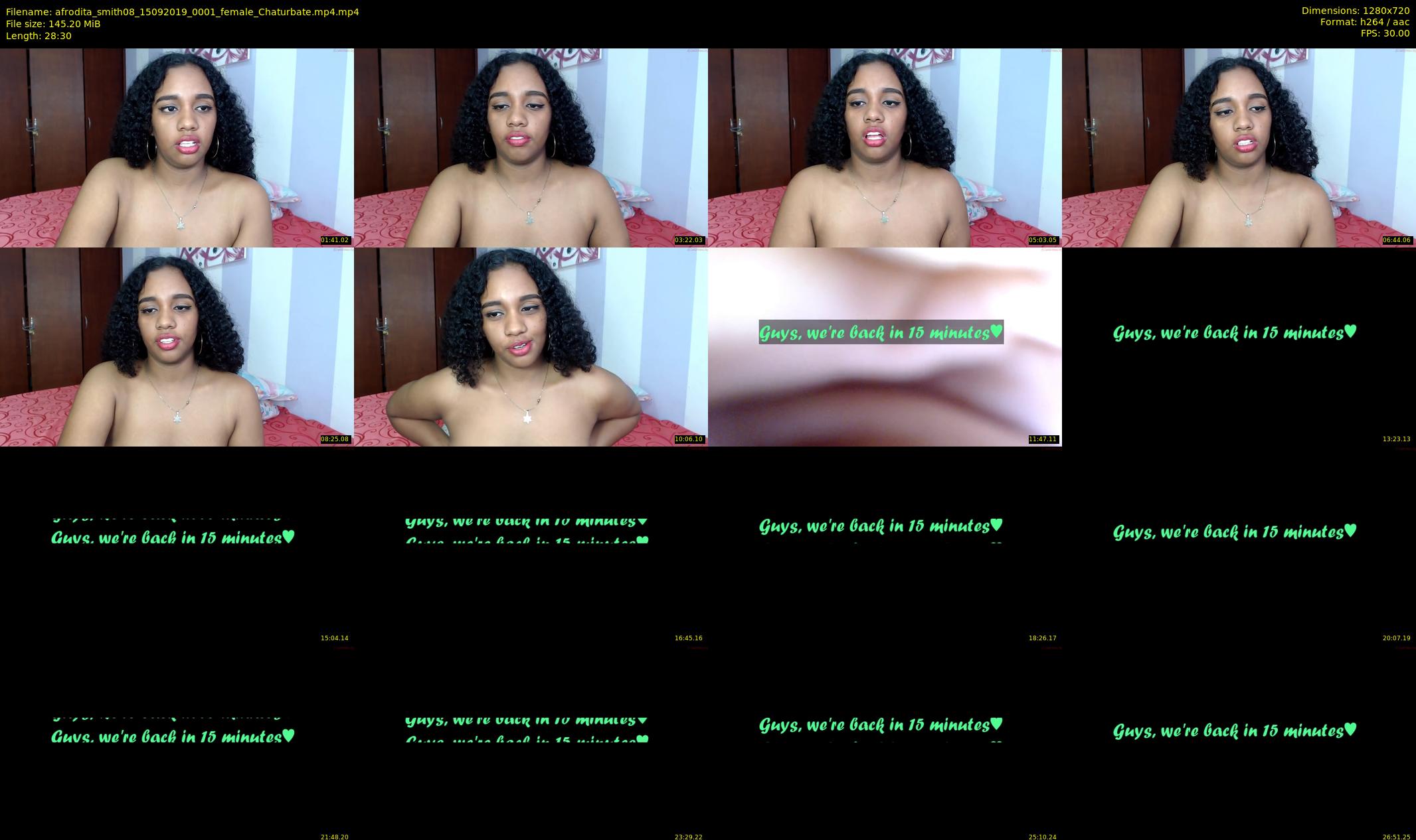 afrodita_smith08 — 29 minute Chaturbate female cam show recording, 720p, Sep 15, 2019