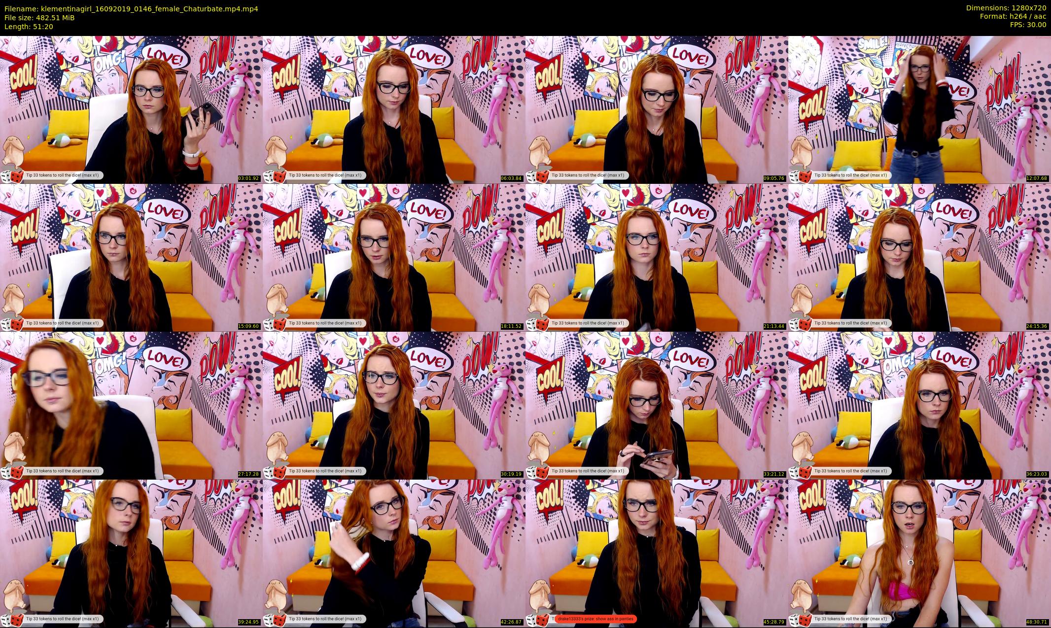 klementinagirl — 52 minute Chaturbate female cam show recording, 720p, Sep 16, 2019