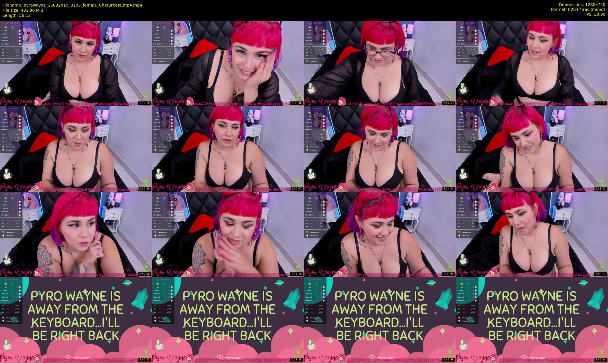 pyrowayne — 57 minute Chaturbate female cam show recording, 720p, Sep 16, 2019