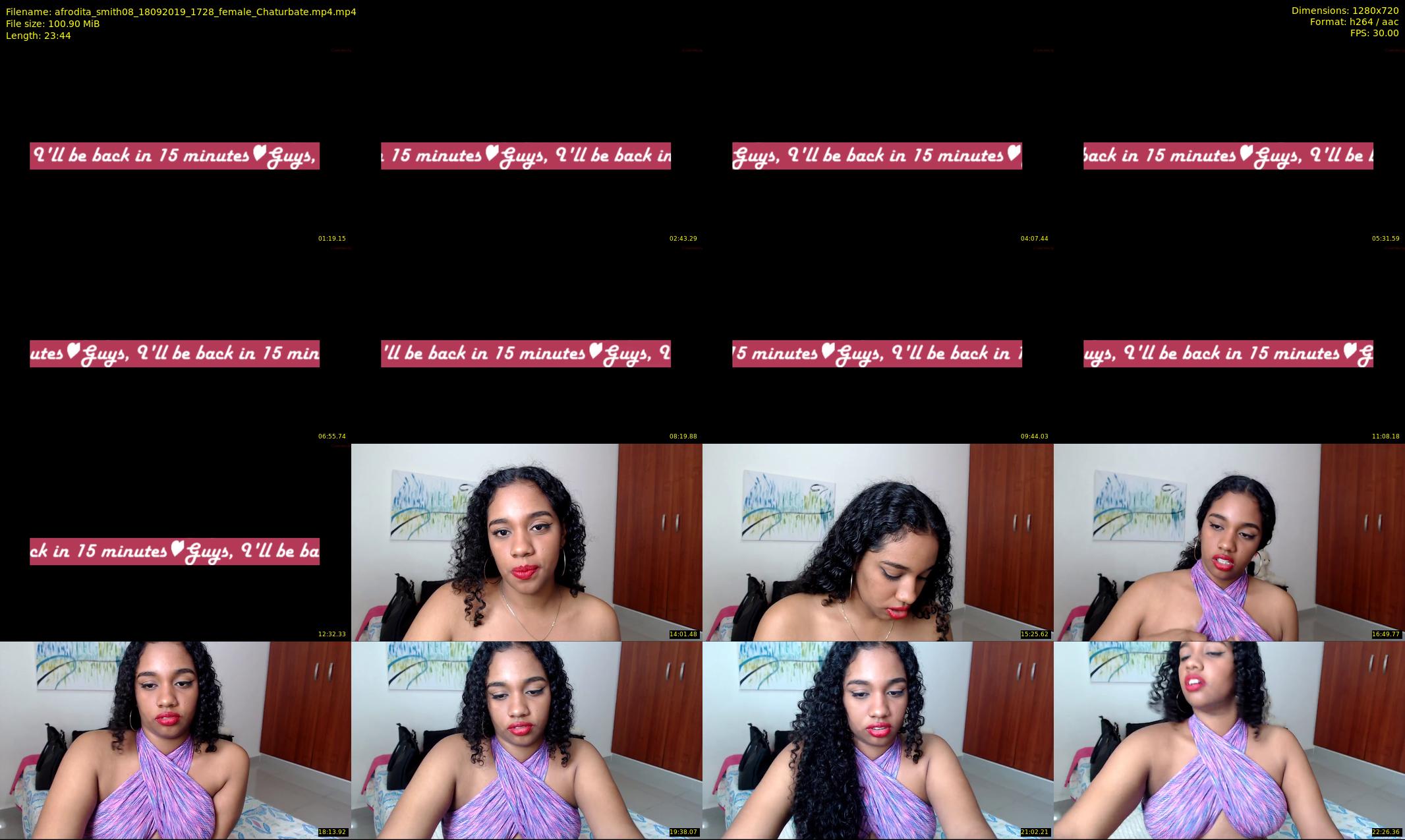 afrodita_smith08 — 24 minute Chaturbate female cam show recording, 720p, Sep 18, 2019