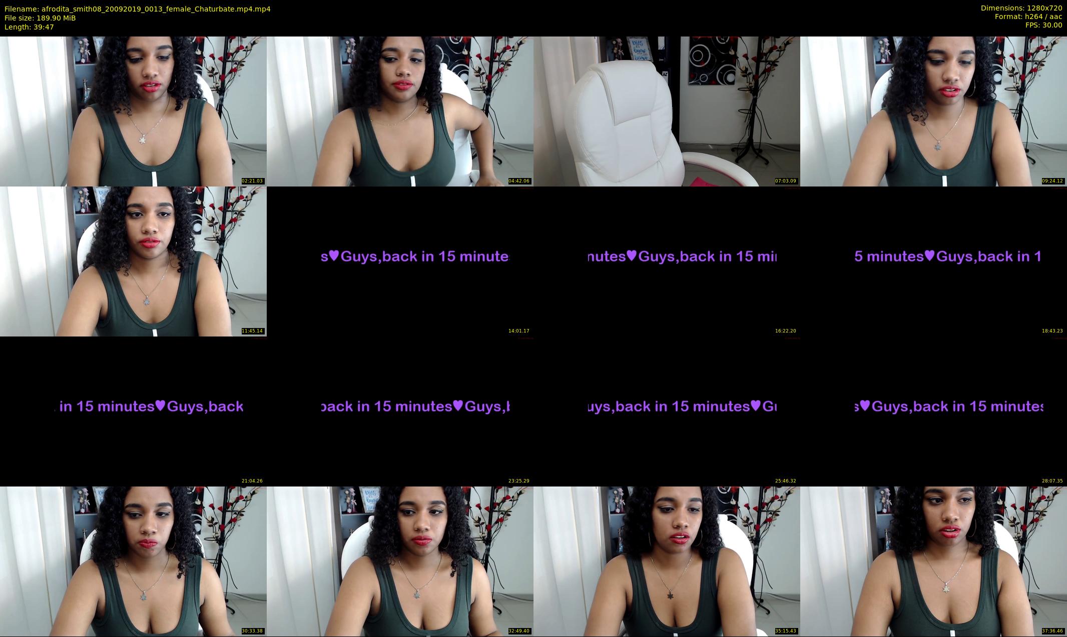 afrodita_smith08 — 40 minute Chaturbate female cam show recording, 720p, Sep 20, 2019