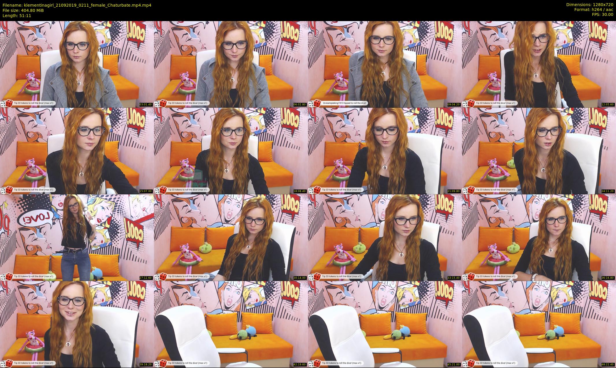 klementinagirl — 52 minute Chaturbate female cam show recording, 720p, Sep 21, 2019