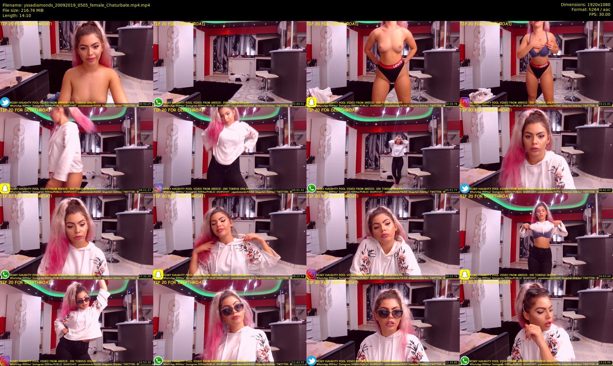 yssadiamonds — 15 minute Chaturbate female cam show recording, 1080p, Sep 20, 2019