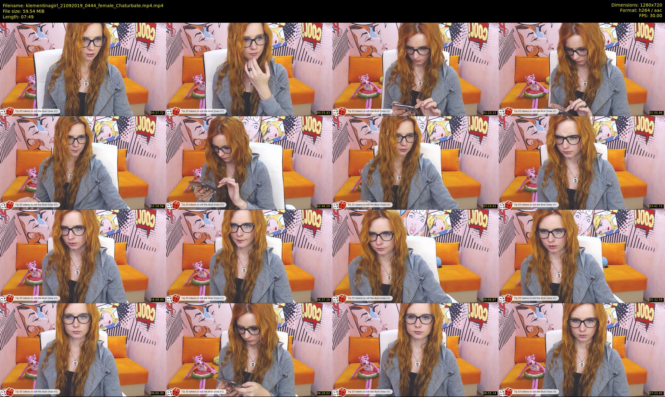 klementinagirl — 8 minute Chaturbate female cam show recording, 720p, Sep 21, 2019