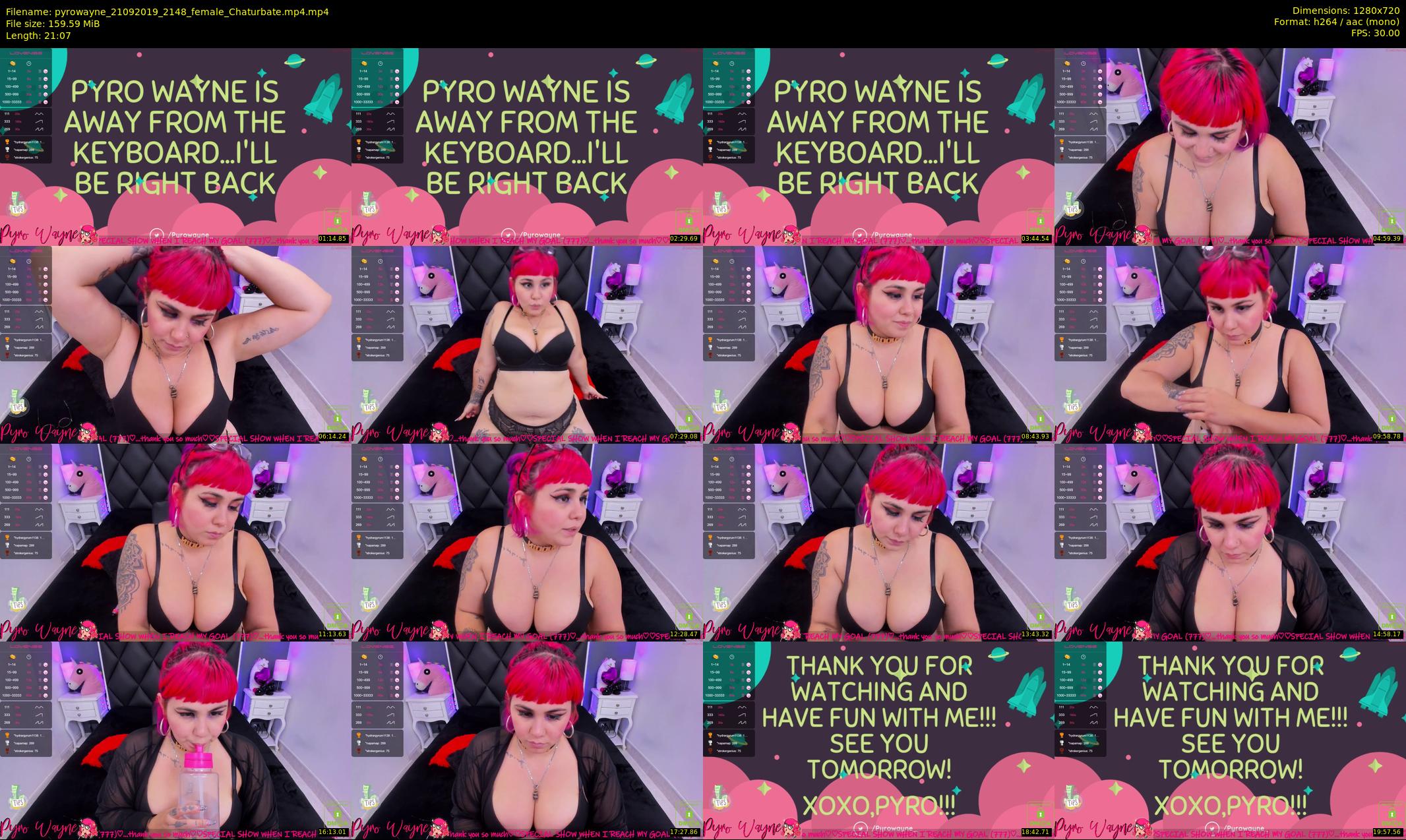 pyrowayne — 22 minute Chaturbate female cam show recording, 720p, Sep 21, 2019